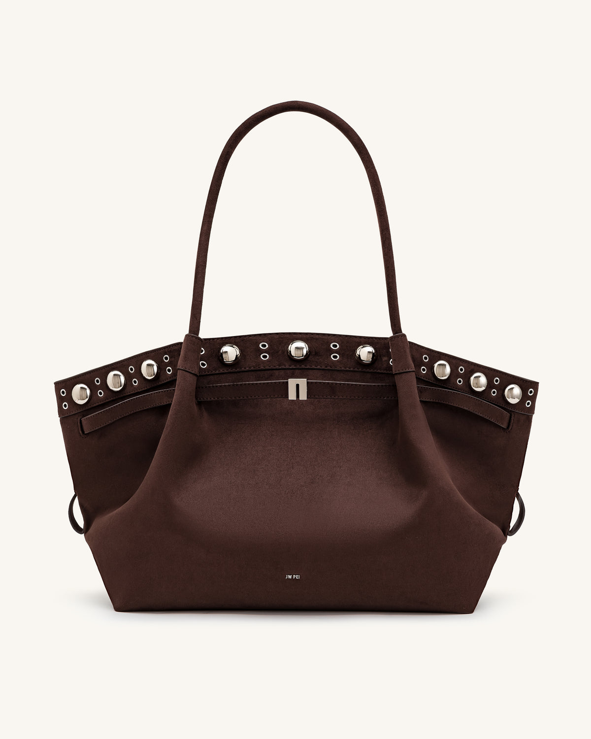Hana Large Faux Suede Tote Bag - Deep Brown