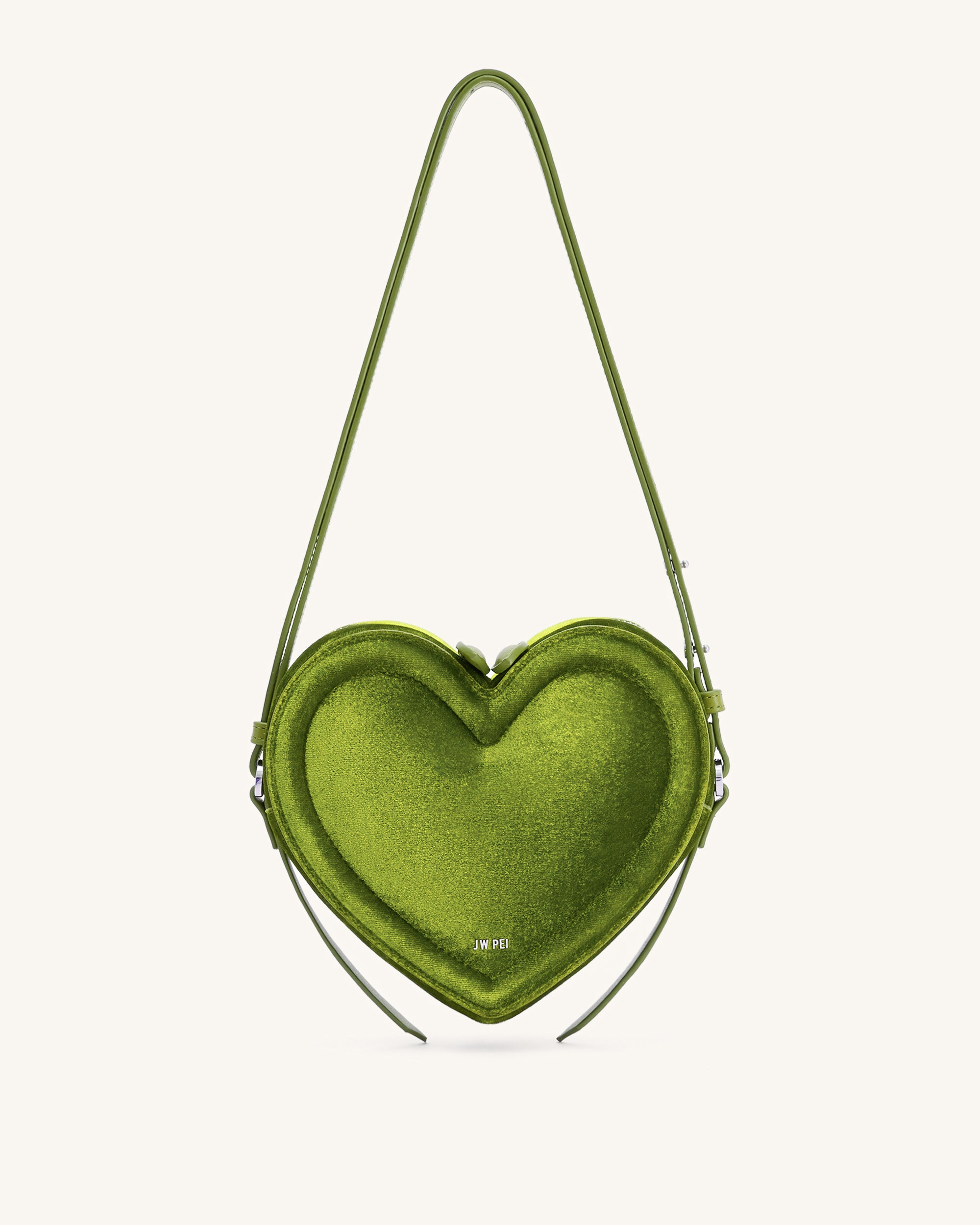 Arlene Velvet Heart Shaped Bag - Green | JW PEI