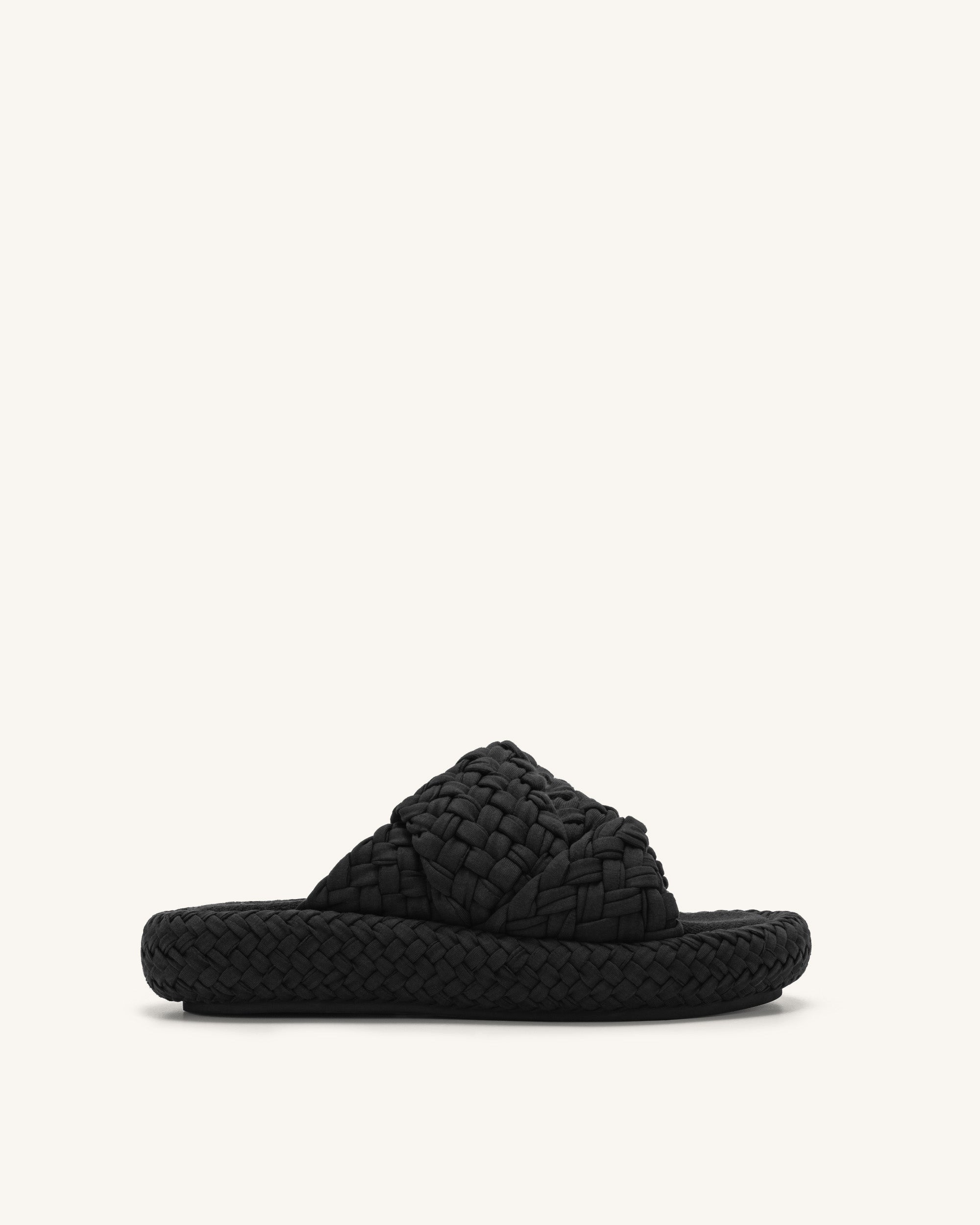 Lilah Woven Platform Sandal - Black | JW PEI