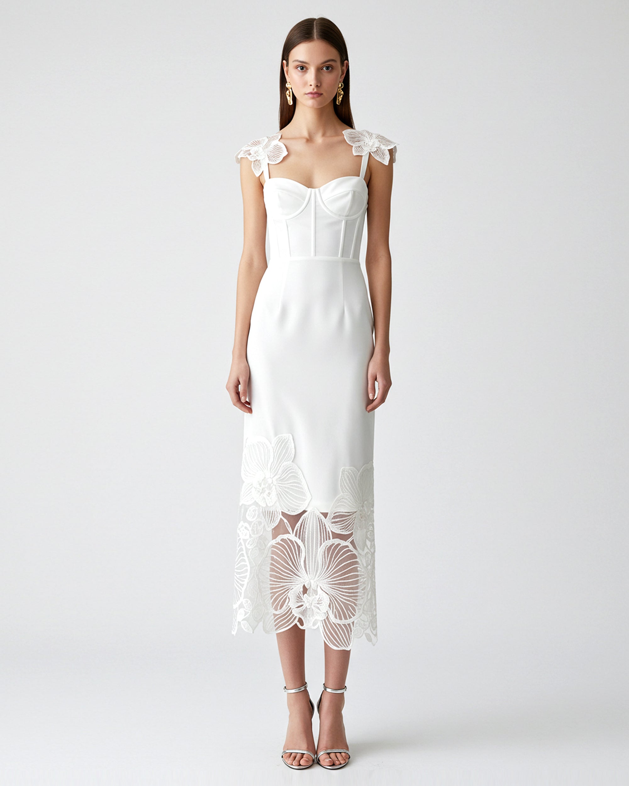 Orchid Embroidered Corset Dress - White, 2 | US Orchid Embroidered Corset Dress - White, 2 | US
