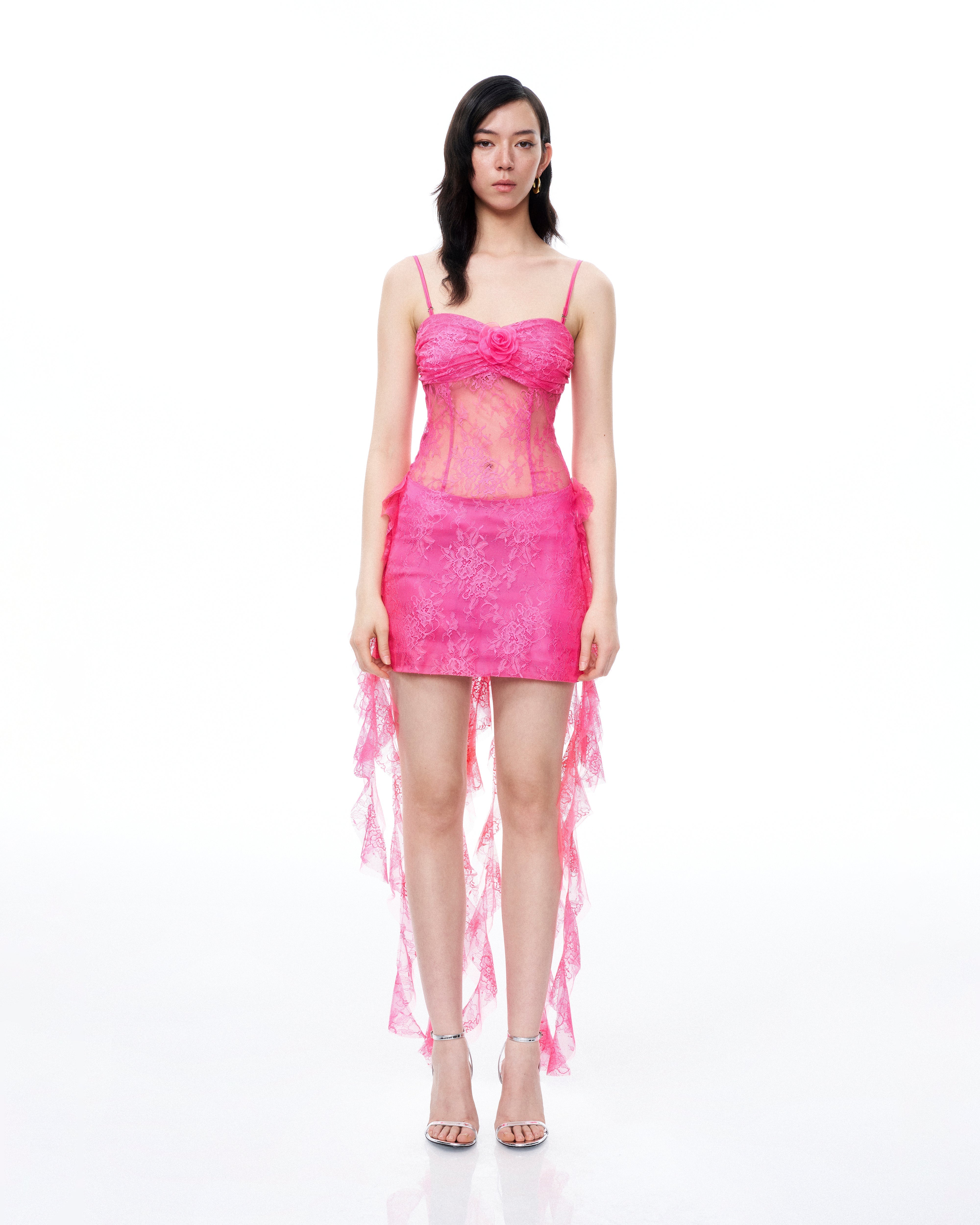 Selene 3D Floral Lace Mini Dress - Pink | JW PEI