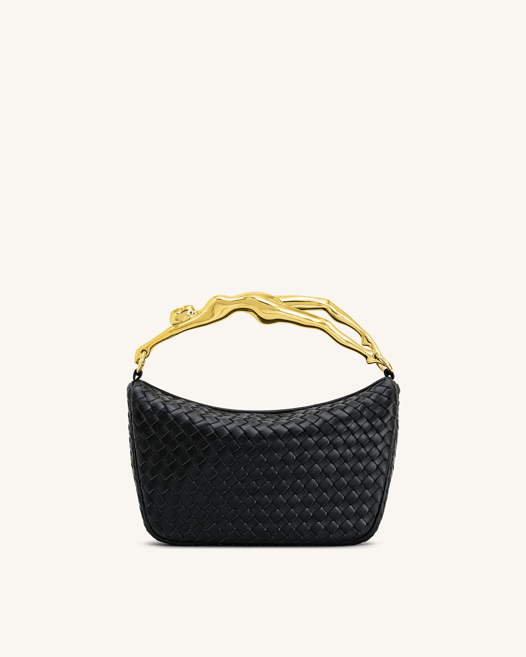 Jenny Woven Human-shaped Handle Handbag - Black | JW PEI
