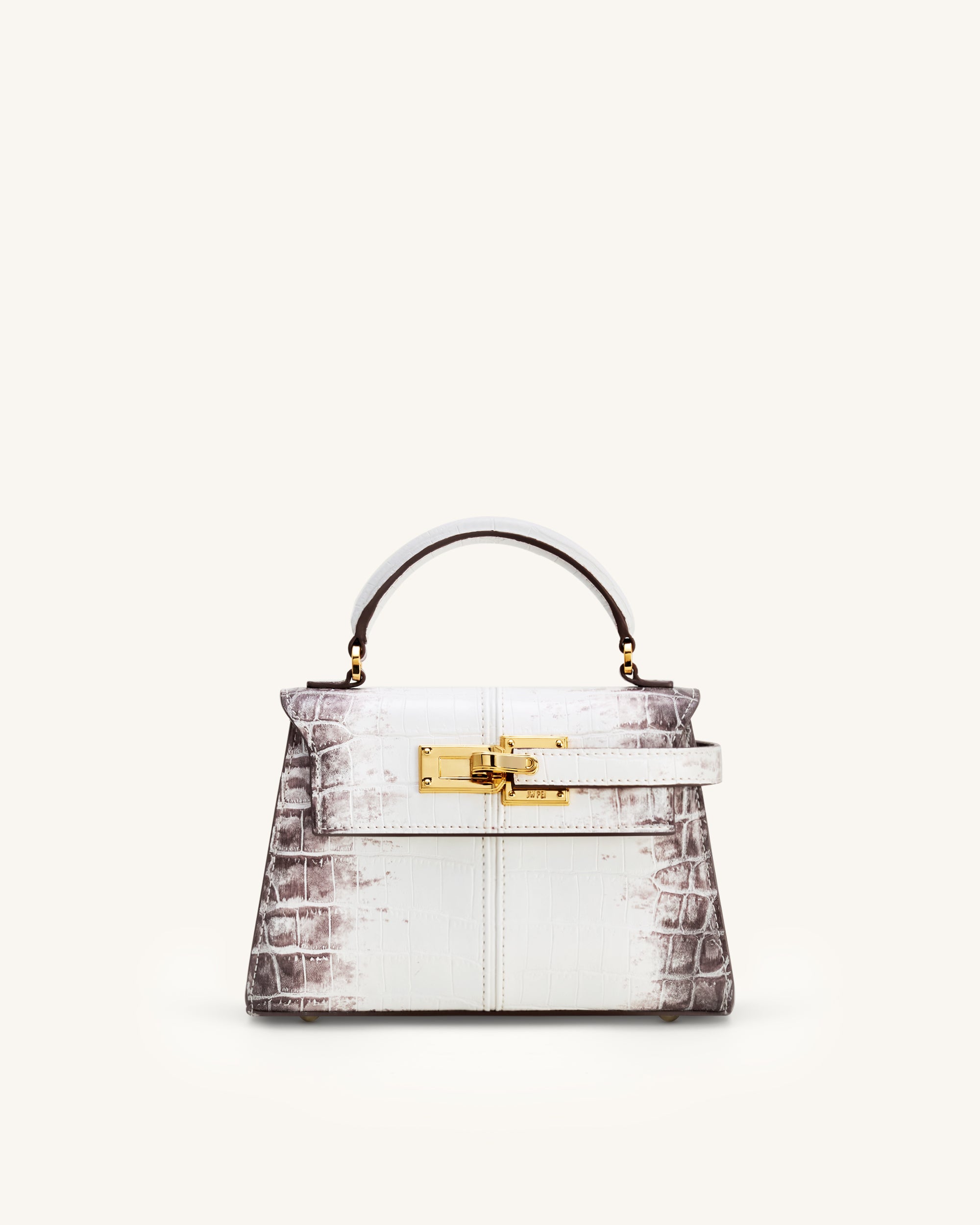 Elise Top Handle Bag - White Croc | JW PEI