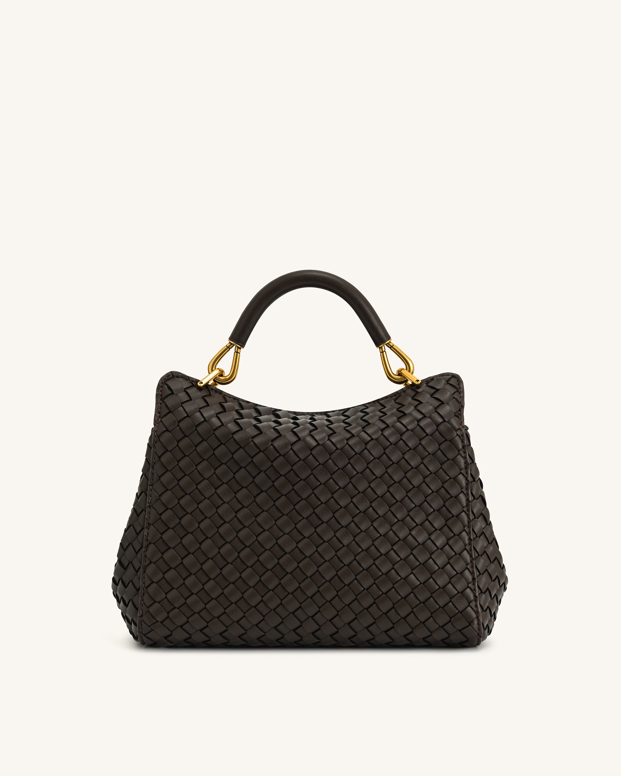 Lucia Classic Top Handle Woven Bag - Dark Brown
