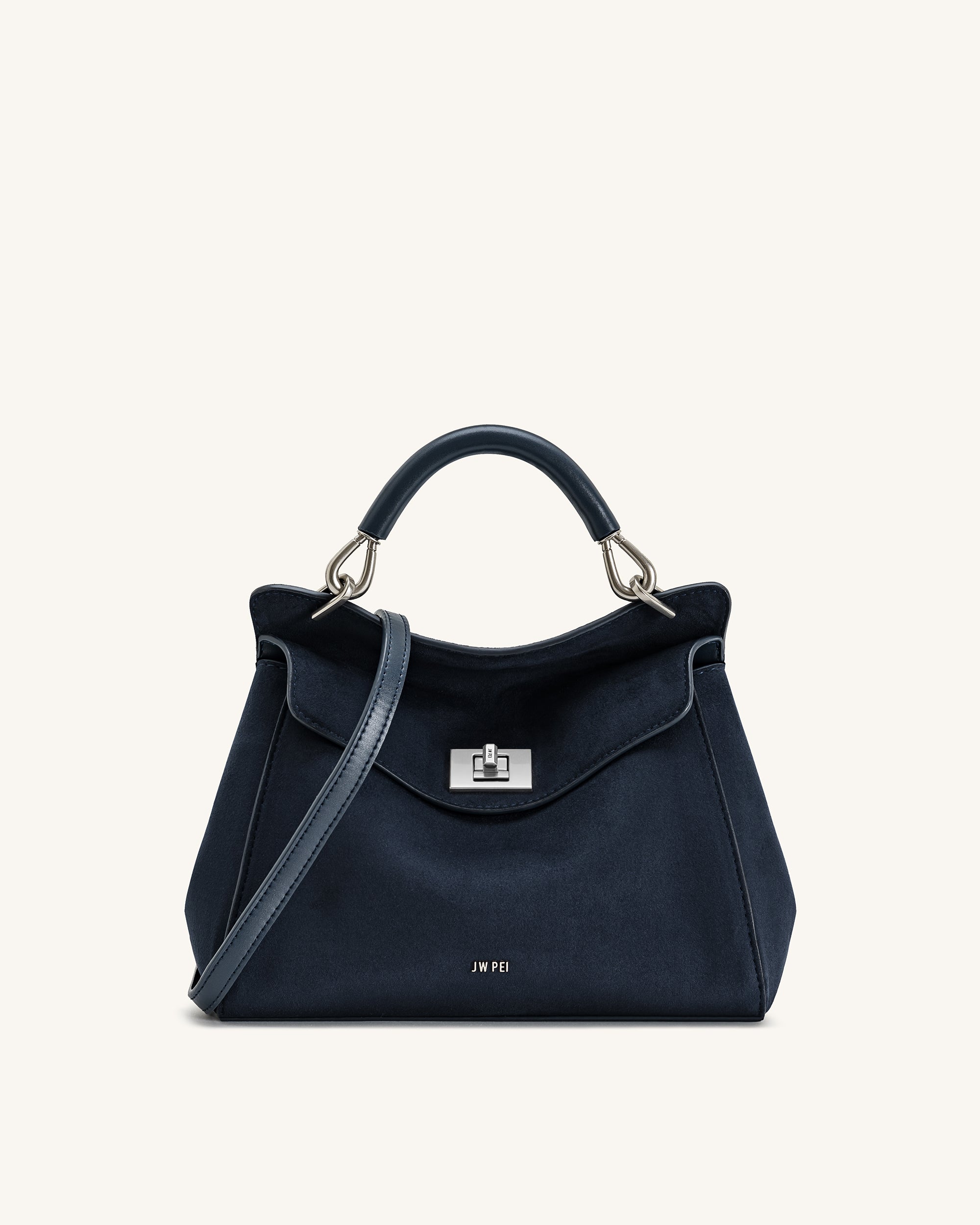 Lucia Classic Faux Suede Top Handle Bag - Navy Blue | JW PEI