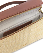 Thea Faux Straw Top Handle Bag - Brown Straw