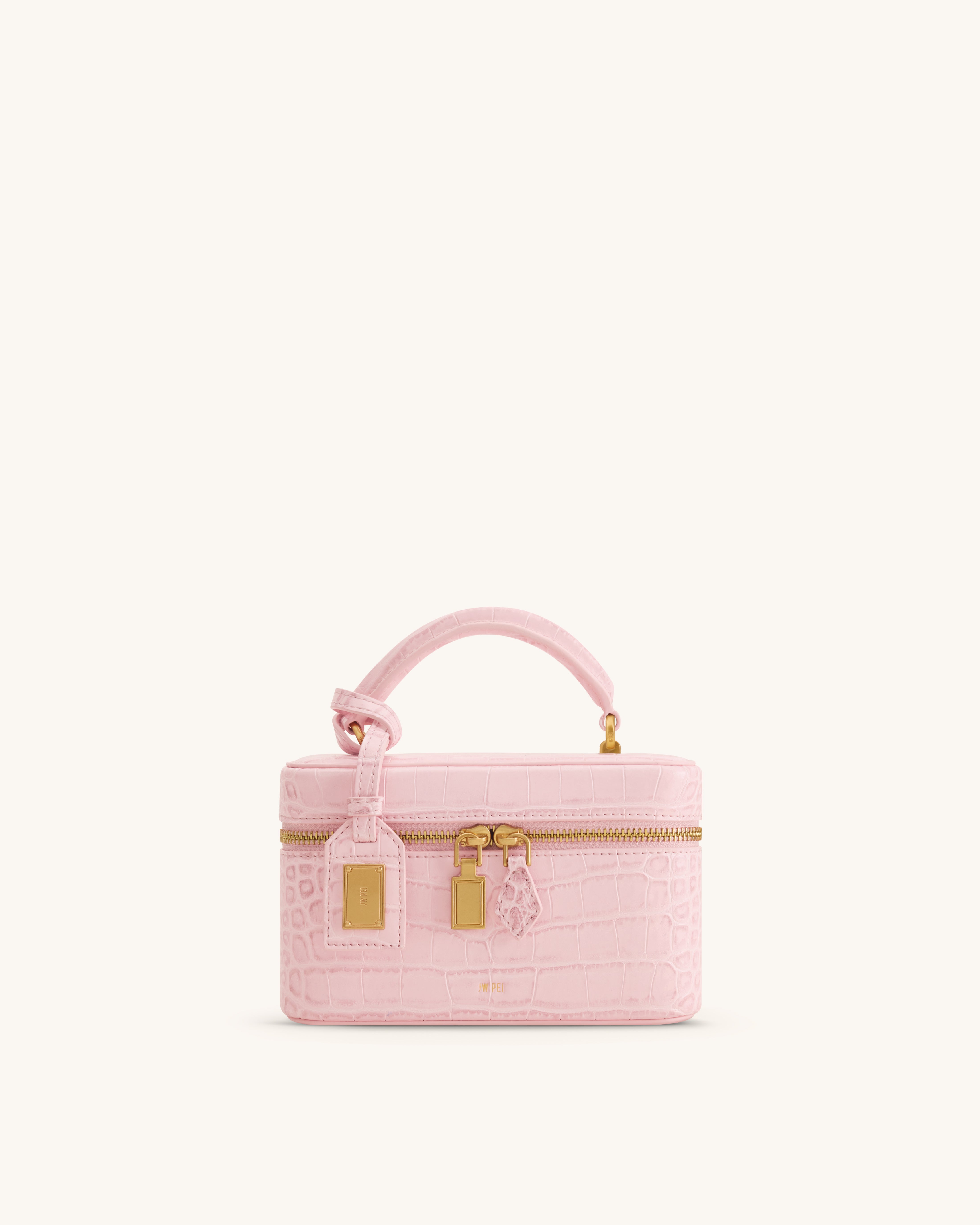 Cleo Box Shape Top Handle Bag - Light Pink Croc | JW PEI