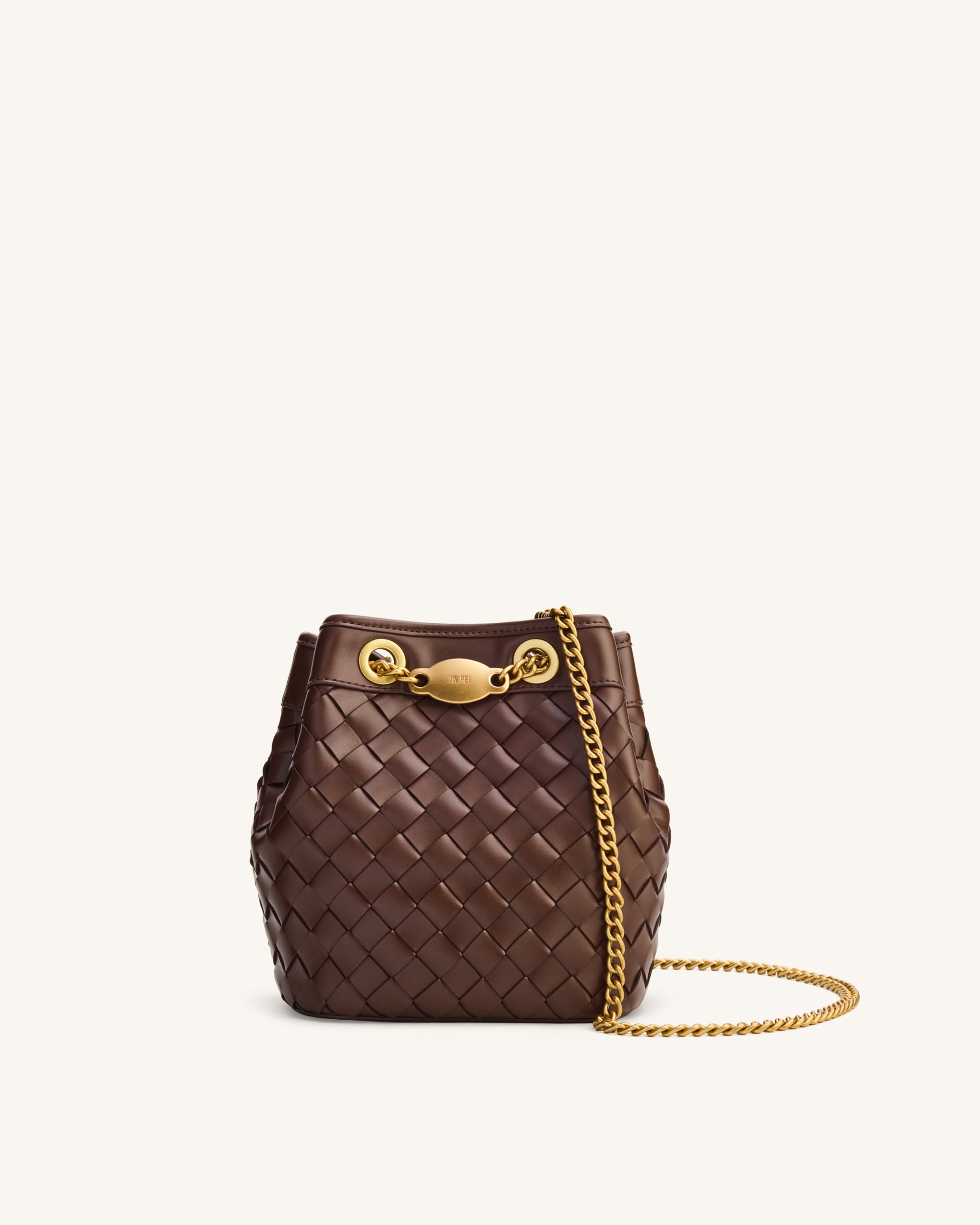 Yara Hand-Woven Bucket Bag - Dark Brown | JW PEI