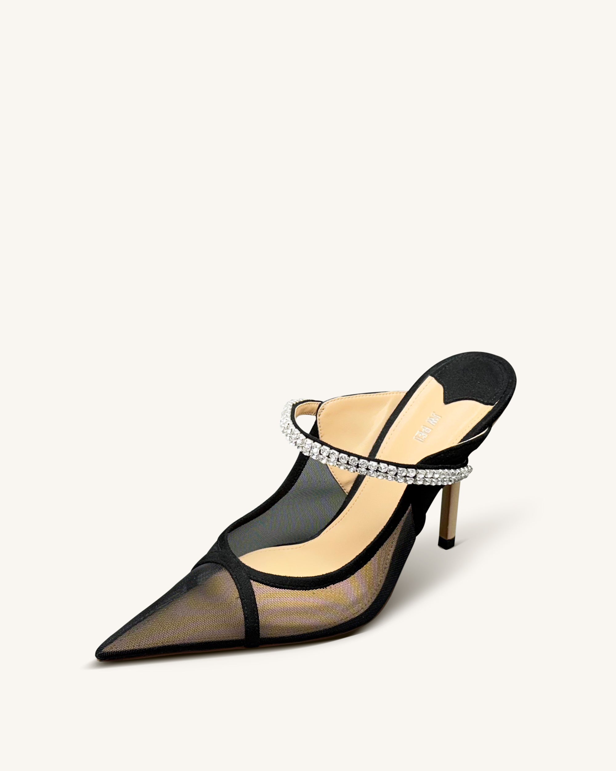 Scarlett Crystal Strap Sandals - Black