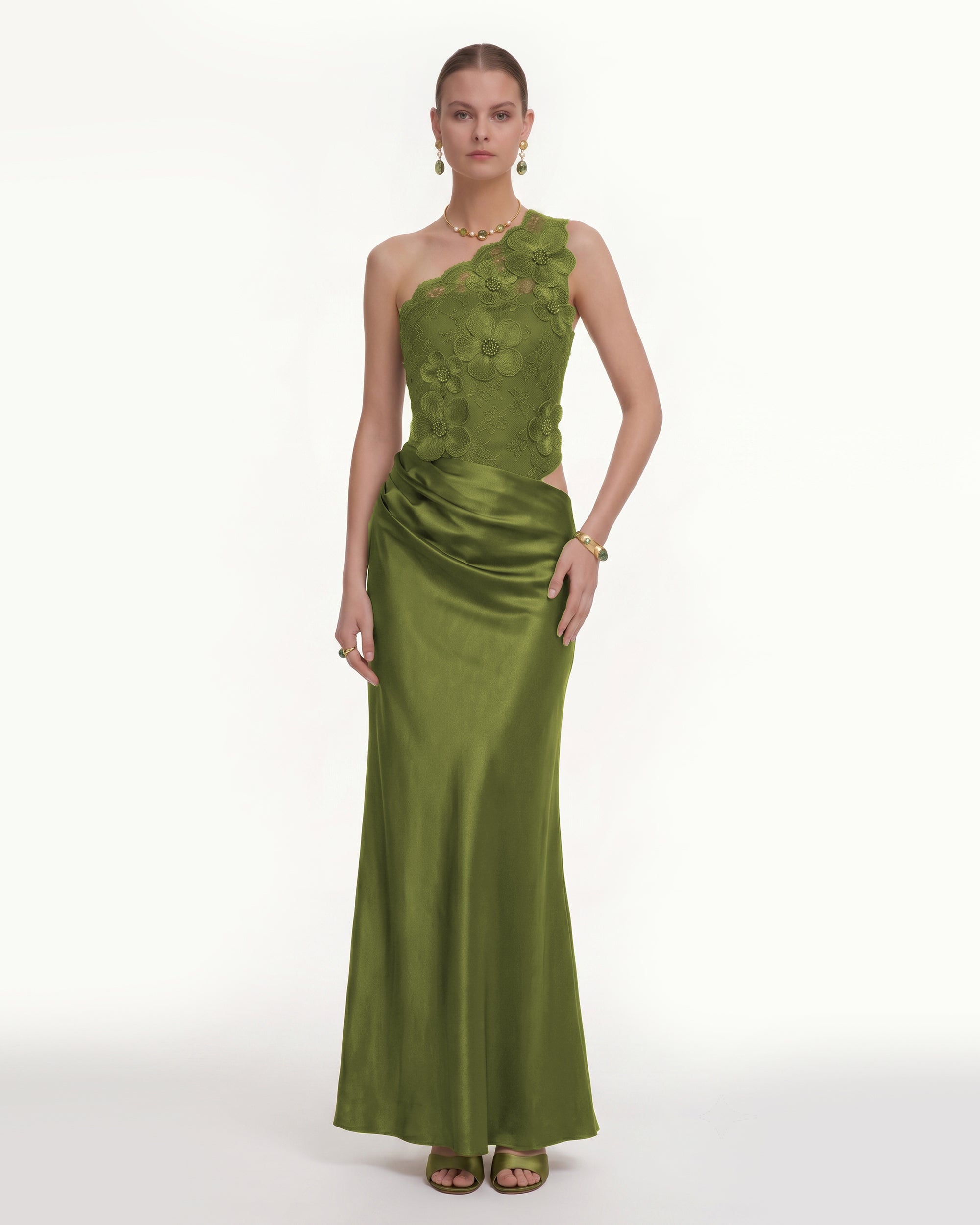 olive green floral dress Amina Midi in City Crafted from lightweight Adrianna Papell Women's Printed Boat
