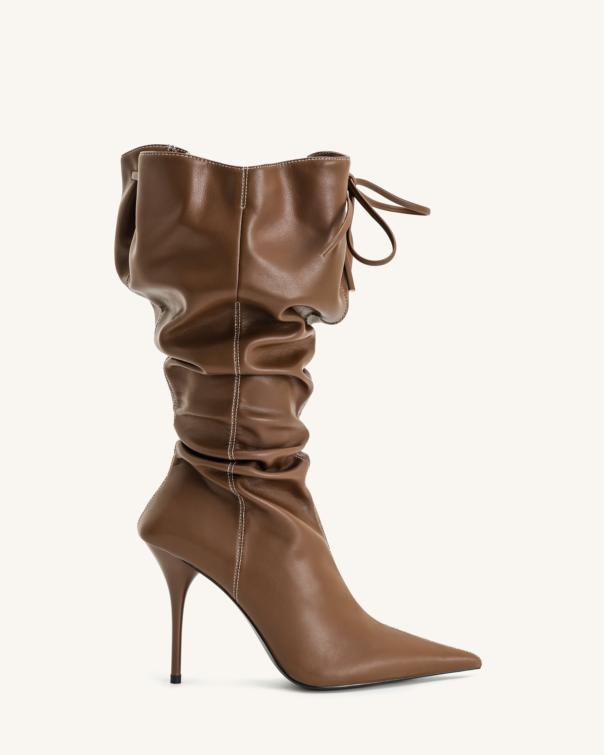 Olivia Leather High Heel Boots - Brown 11 | US Olivia Leather High Heel Boots - Brown 11 | US