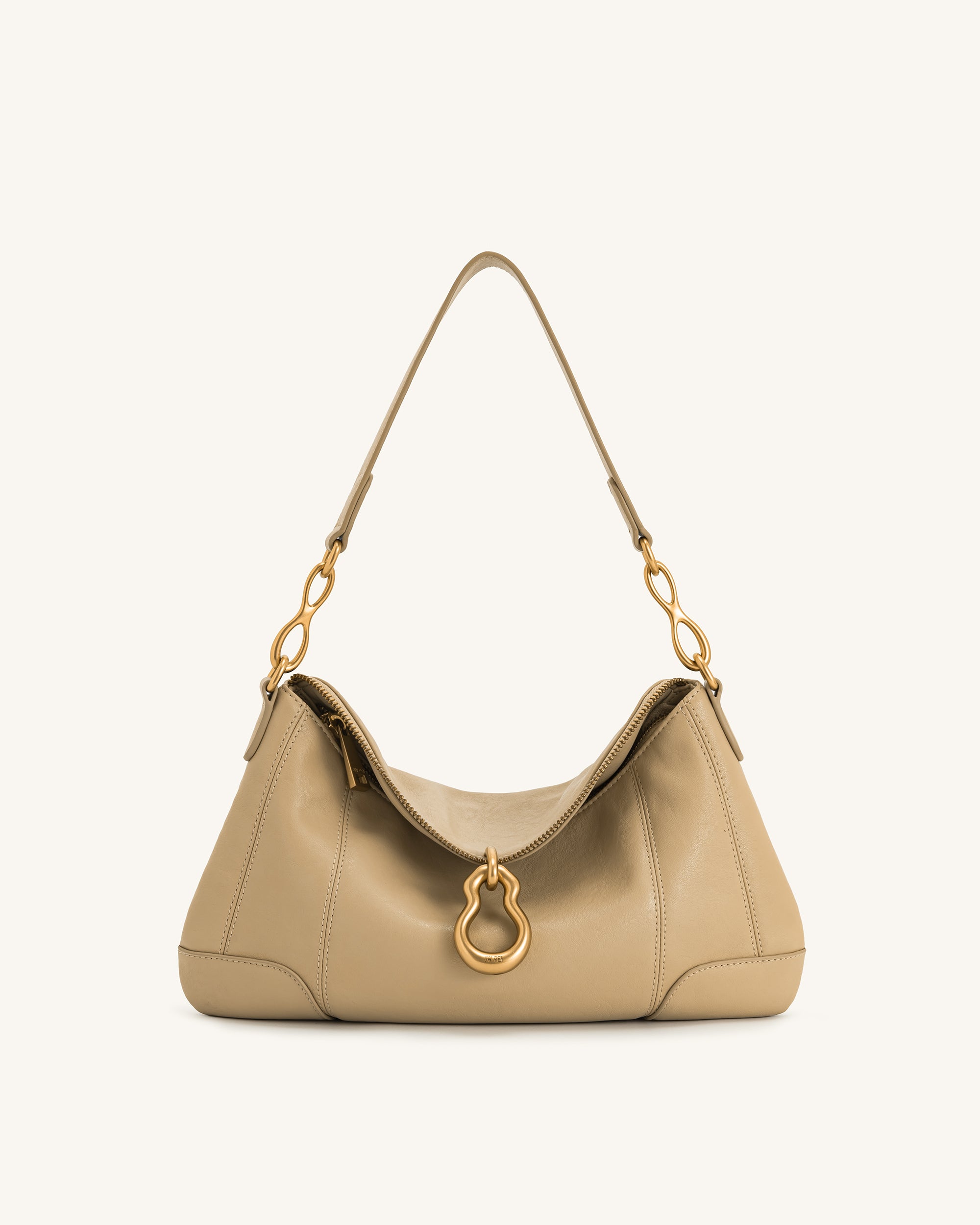 Jayla Metal Pendant Embellished Shoulder Bag - Khaki | JW PEI