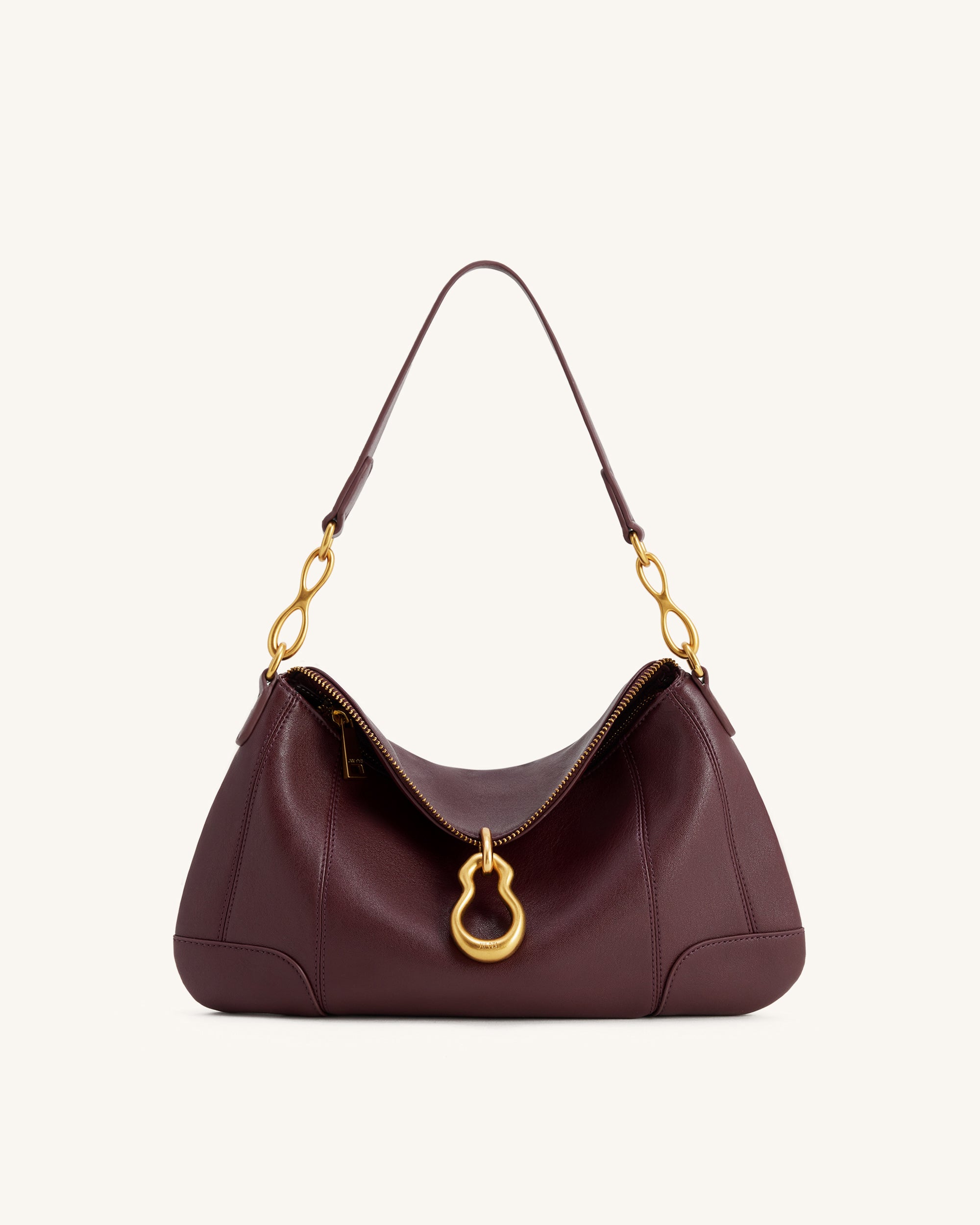Jayla Metal Pendant Embellished Shoulder Bag - Deep Burgundy | JW PEI