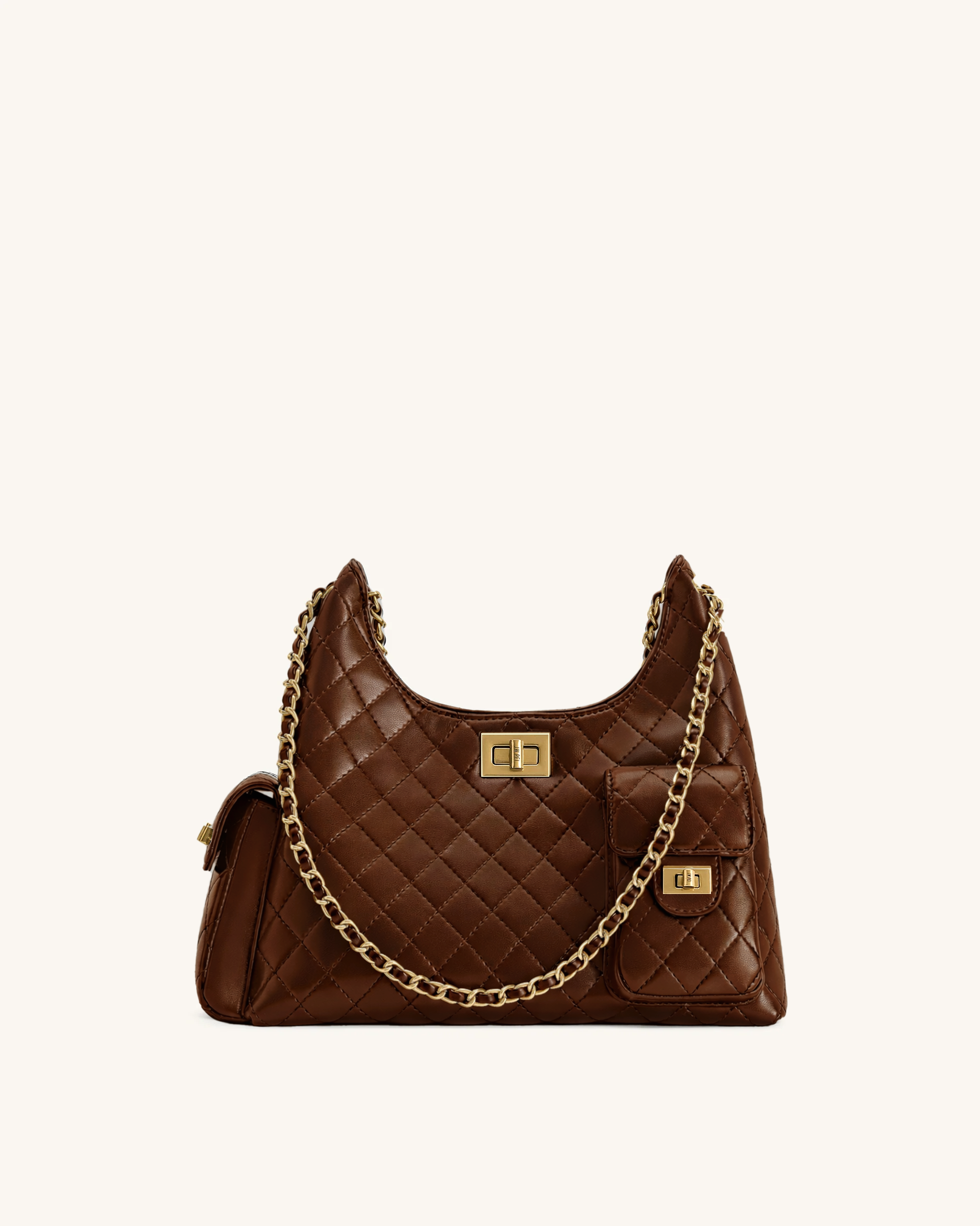バッグ ANDWANG Jewel classic quilting vanitybag Vivian Quilted Chain Shoulder Bag - Brown | JW PEI