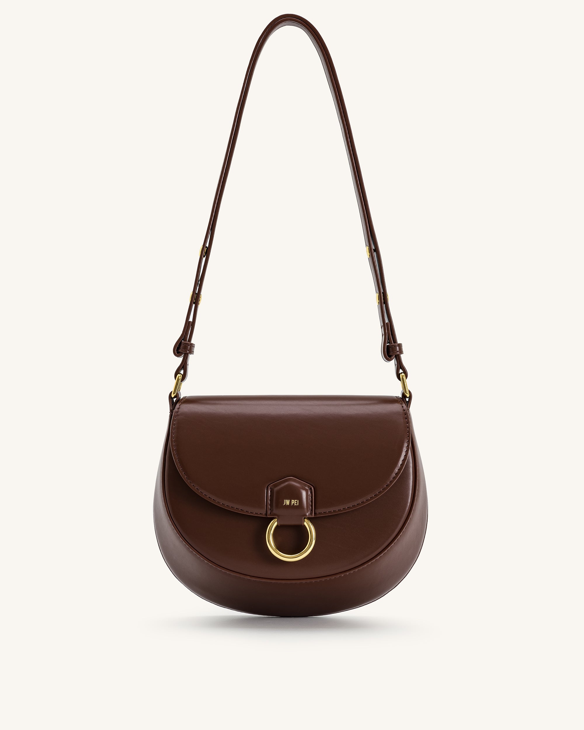 Diana Ring Flap Saddle Bag - Brown | JW PEI