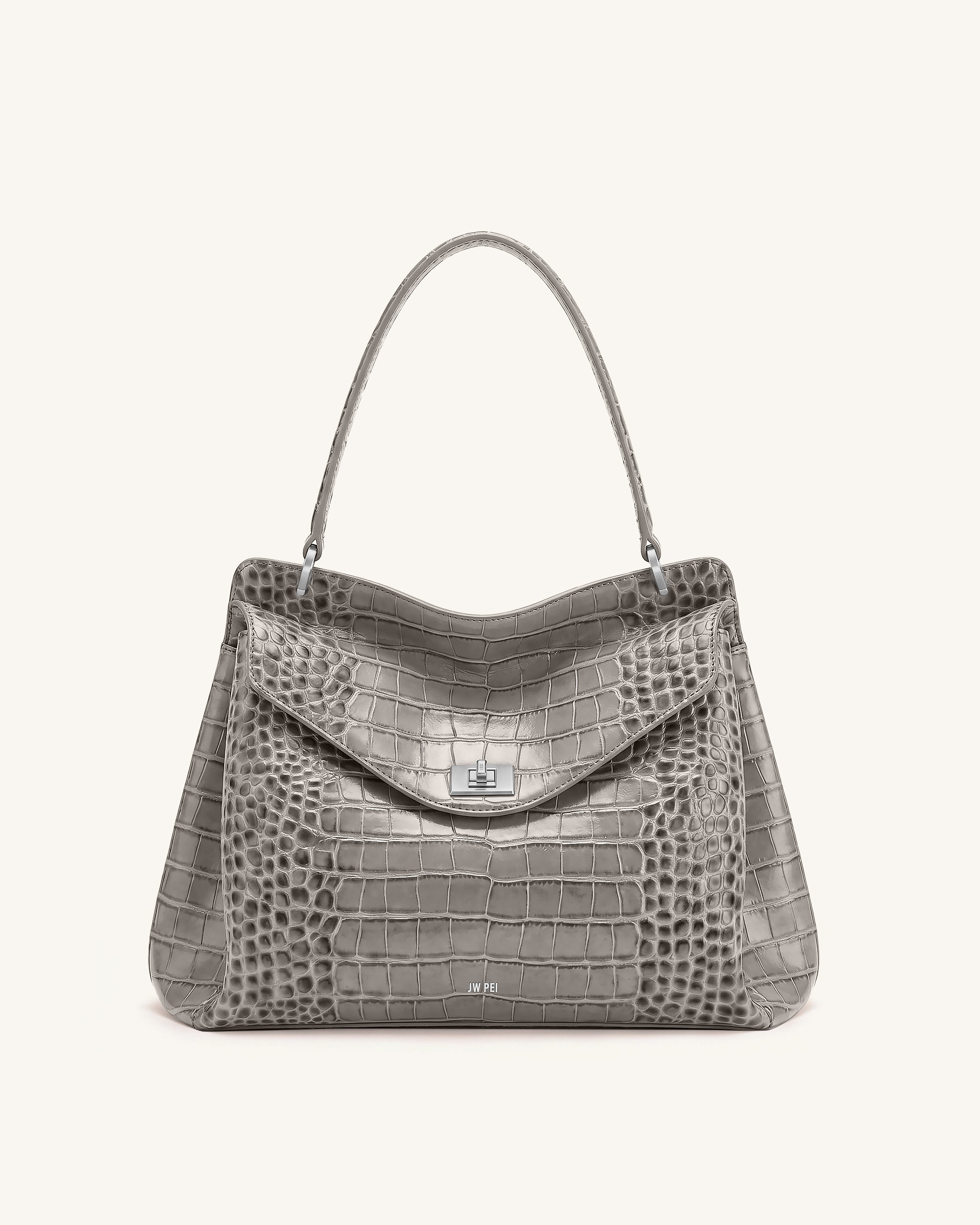 ユミコアボディ Lucia Turn-Lock Shoulder Bag - Grey Croc | JW PEI
