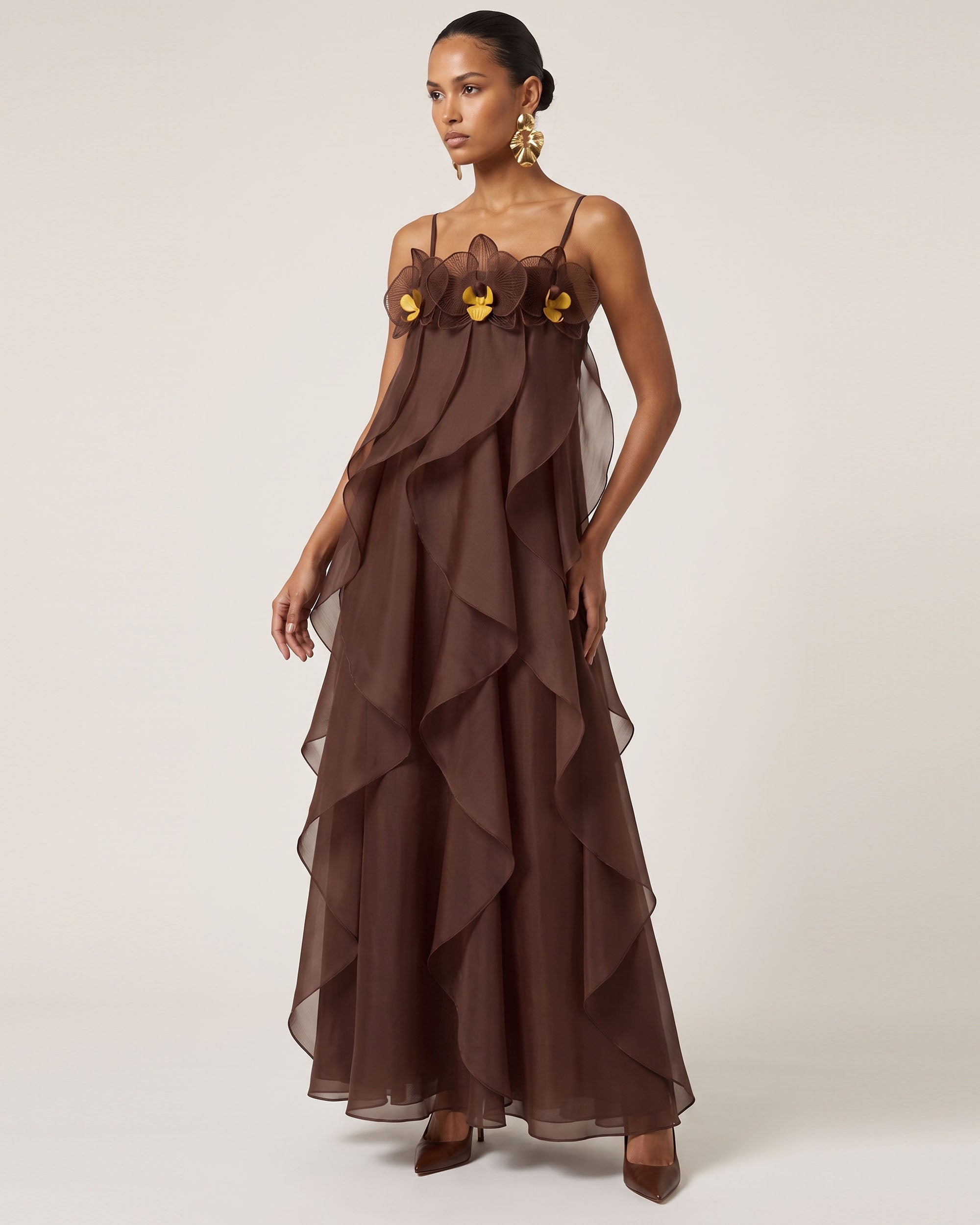 brown organza dress Orchid Embroidered Maxi - Dark Color:Sky Blue Petit Rose Sofie the Label Organza Marienne Black Velvet Sequin baby_princess_gown