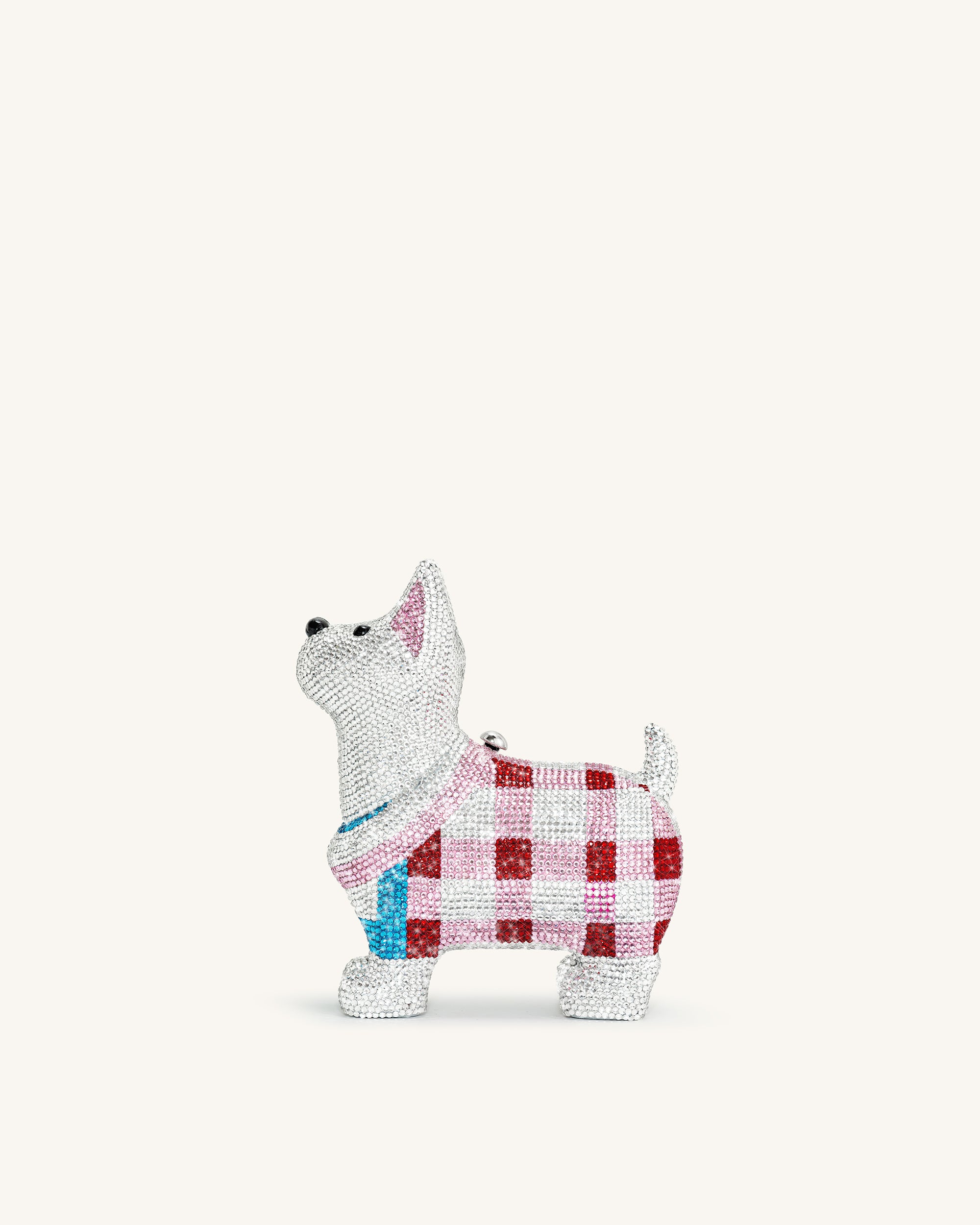 Eden Puppy Shape Faux Crystal Clutch - White | JW PEI