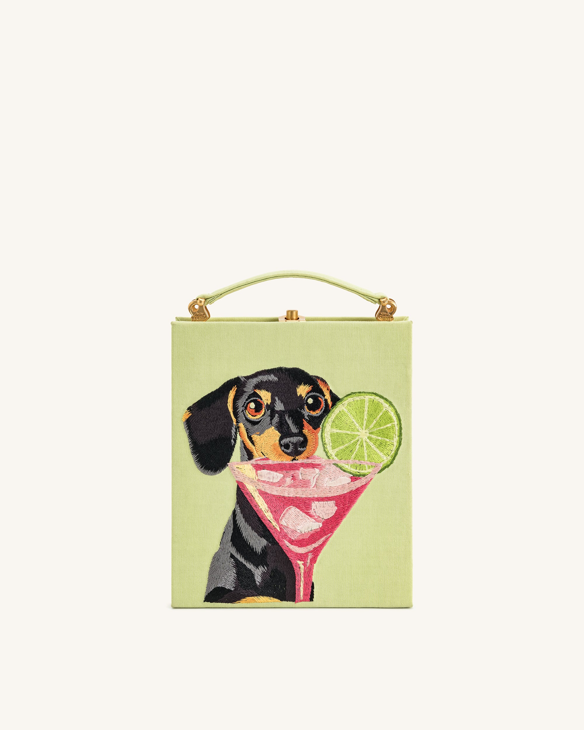 Taya-Puppy Pattern Book Shape Clutch Bag - Light Green | JW PEI