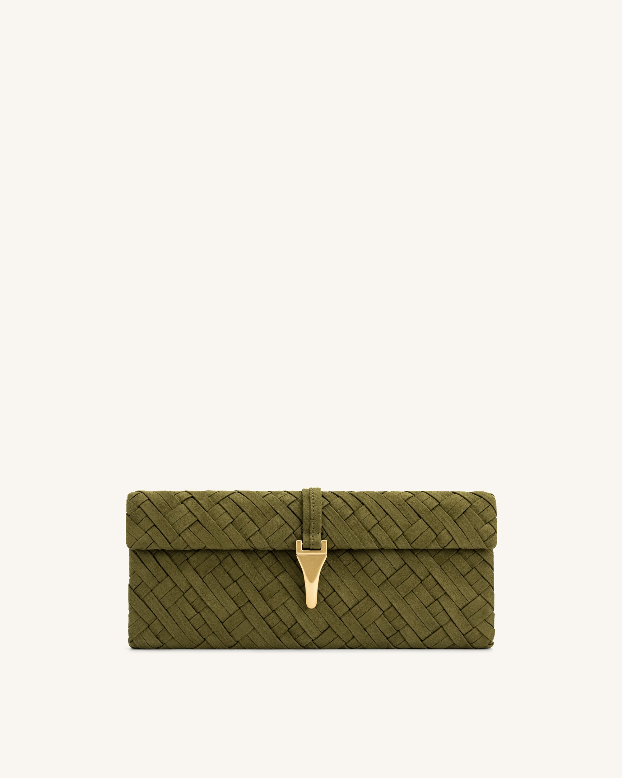 Zaria Woven Clutch - Dark Olive | JW PEI