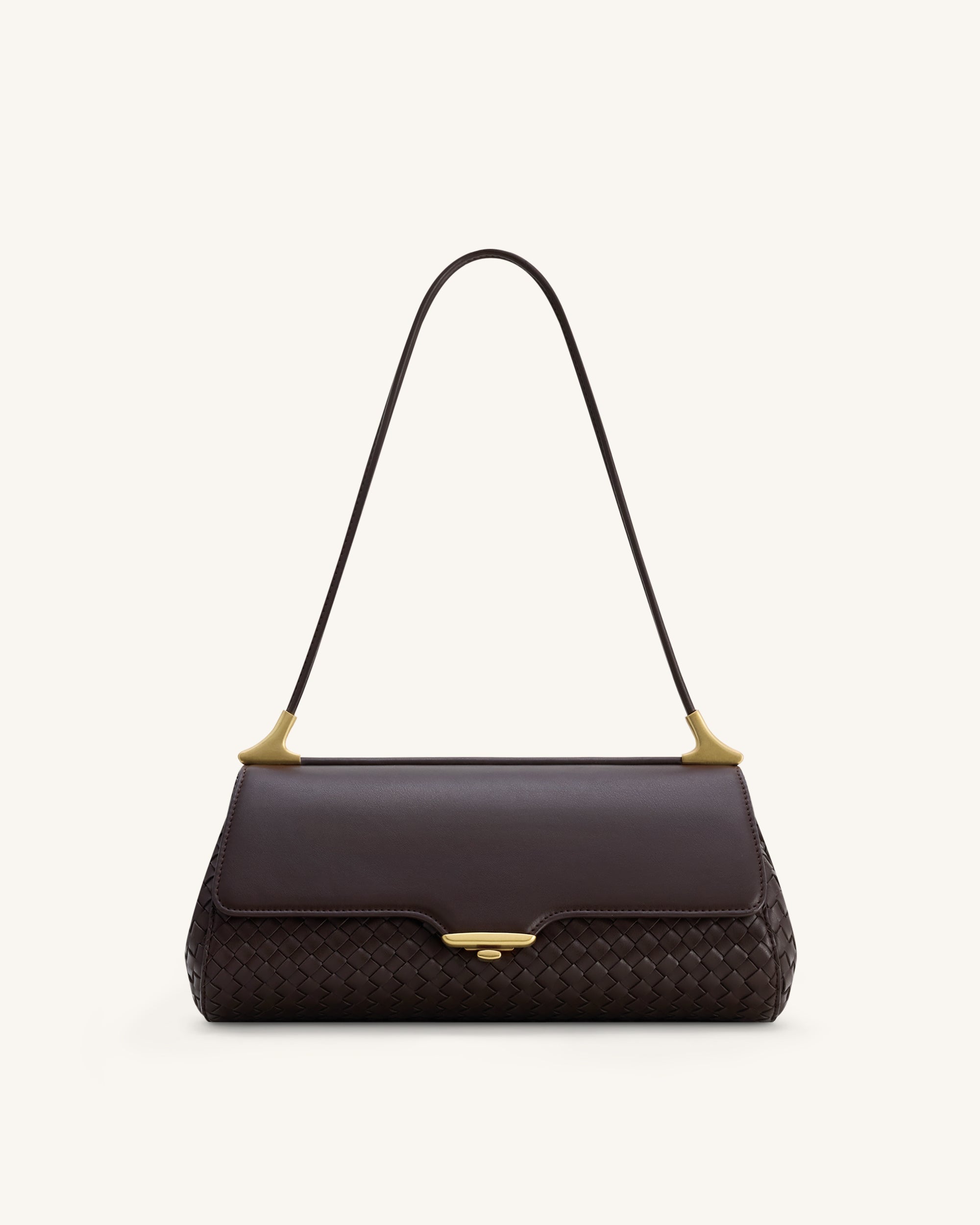 Eloise Woven Shoulder Bag - Dark Brown | JW PEI