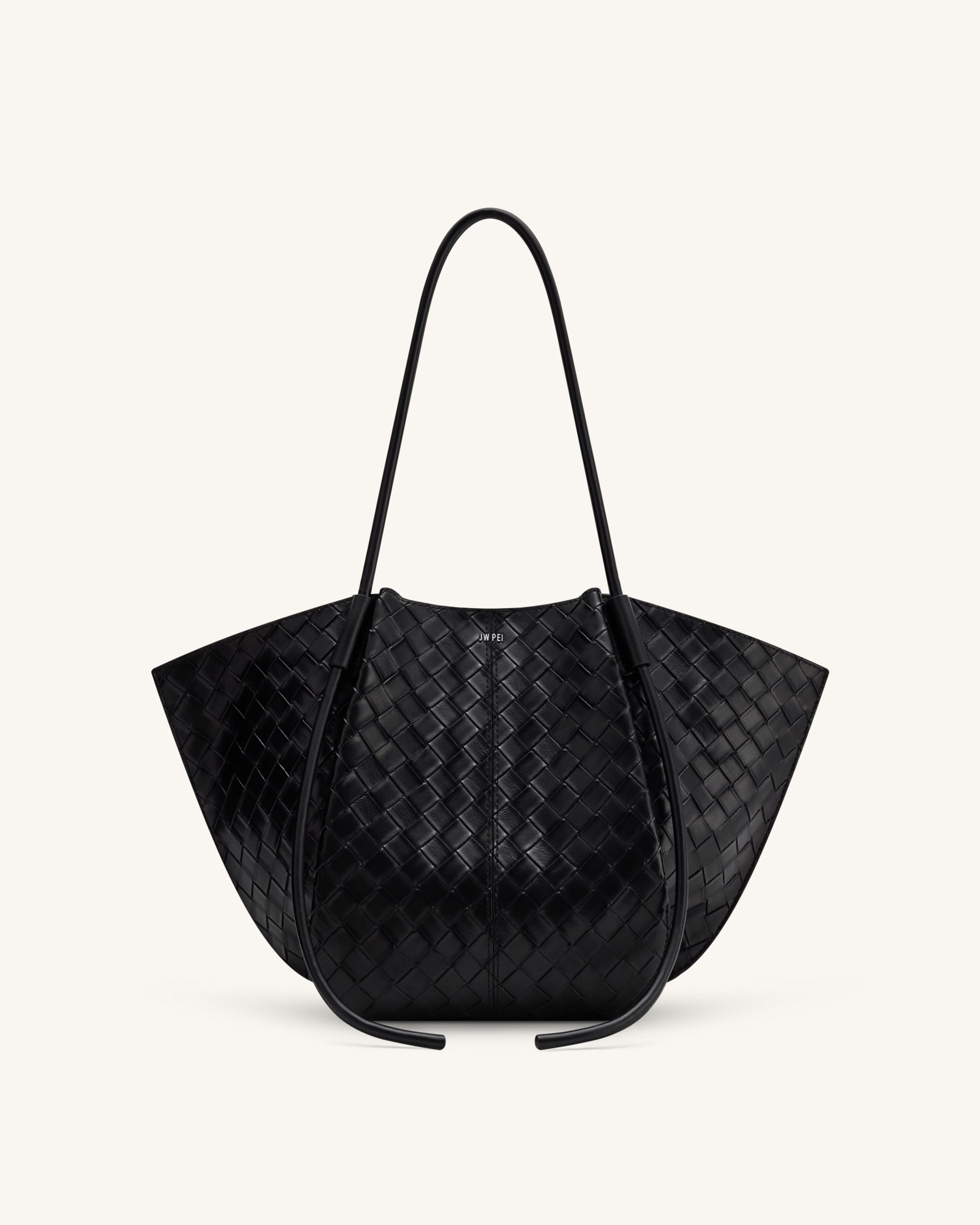 Nala Wide Weave Texture Tote Bag - Black | JW PEI