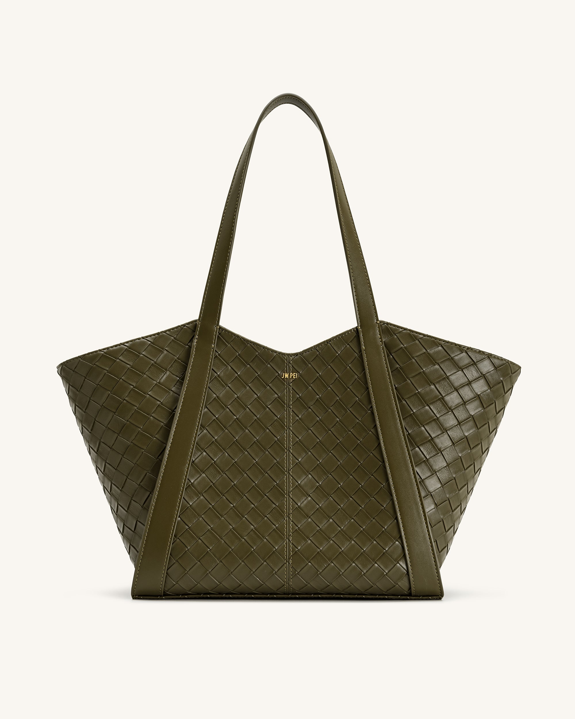 Kiana Large Capacity Weave Texture Tote Bag - Dark Olive | JW PEI