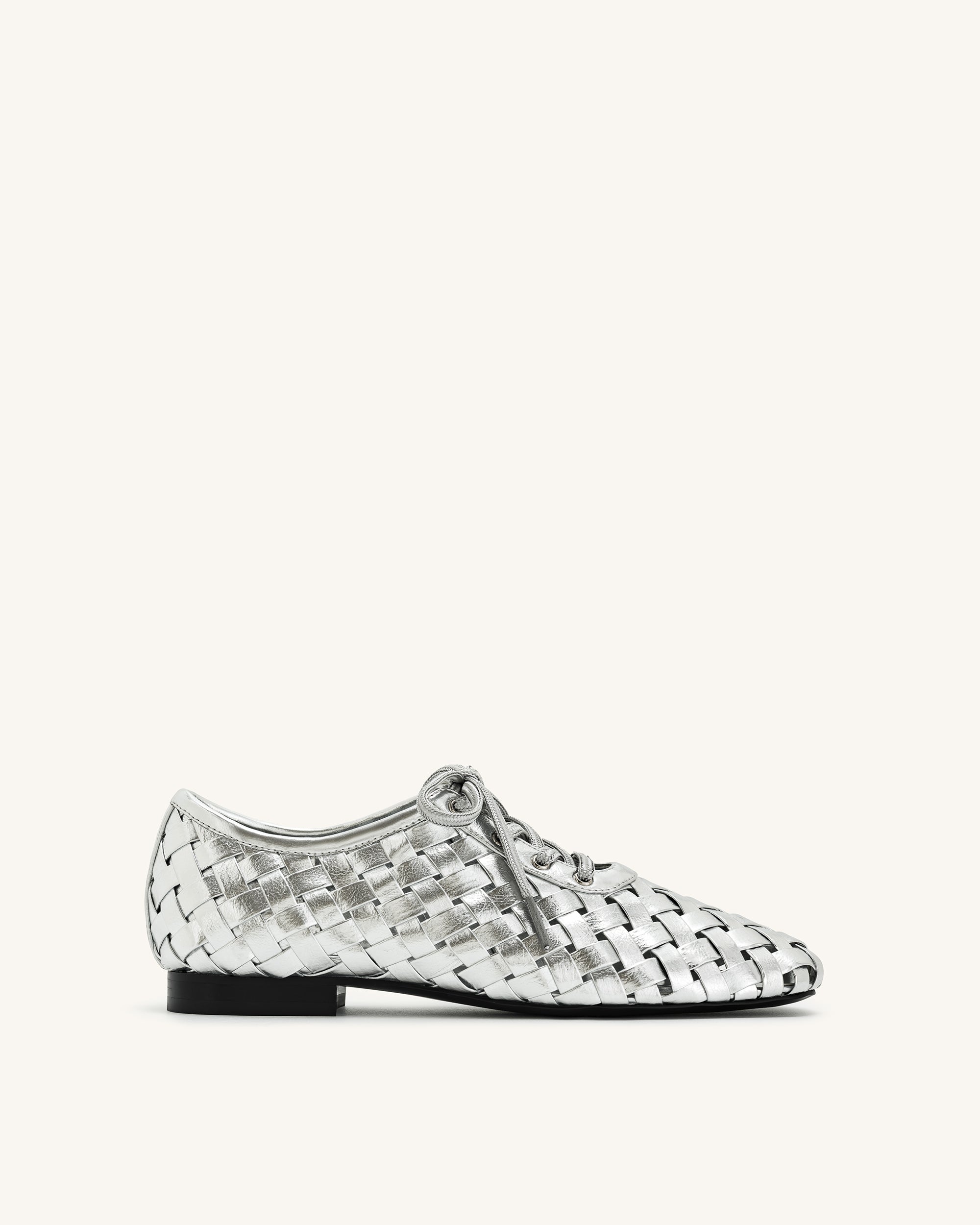 Kayla Weave Strap Flat Shoes - Silver 9 | US Kayla Weave Strap Flat Shoes - Silver 9 | US