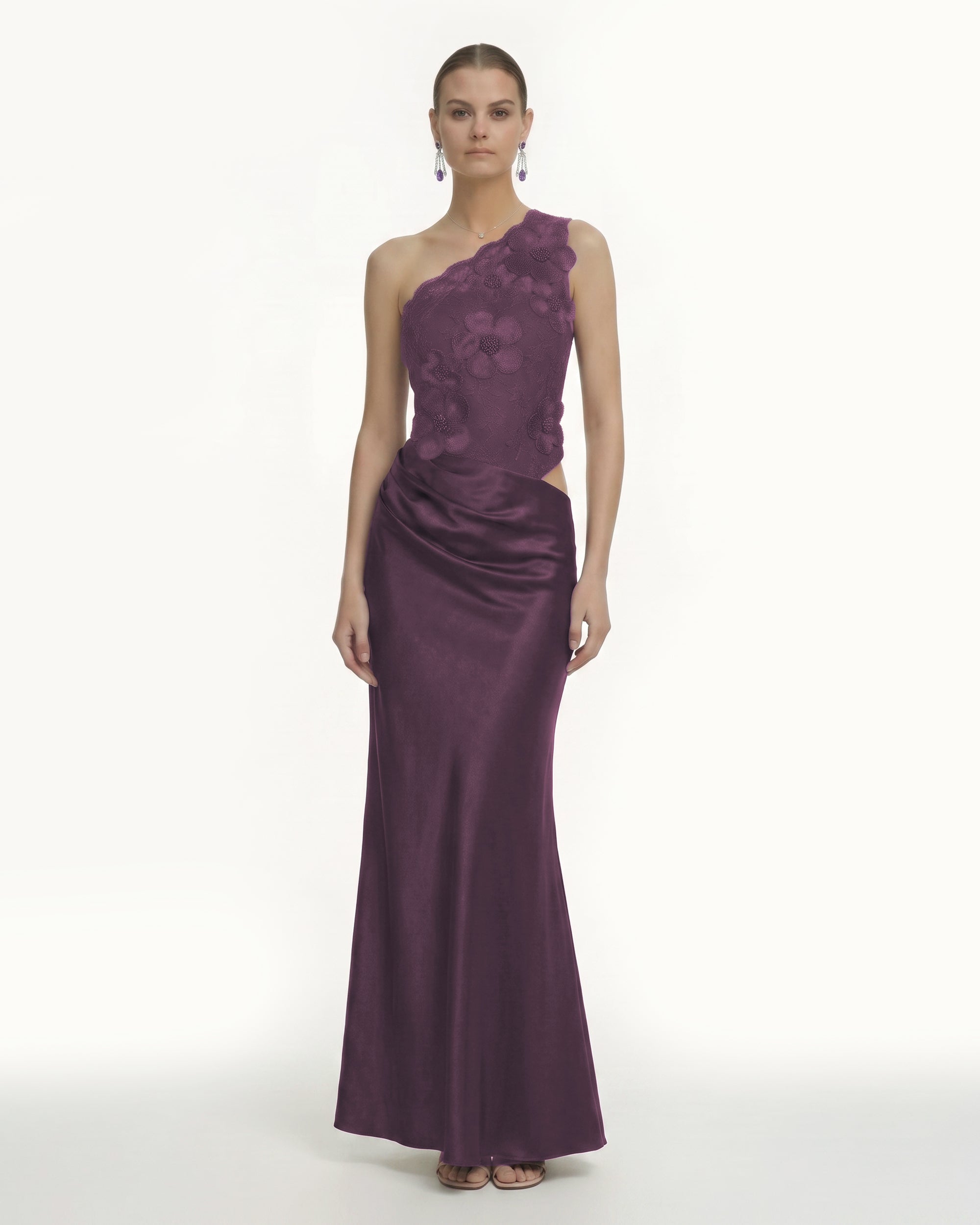 purple eggplant dress Fitted Satin Sleeveless Open Back Evening Gown AC370 8 / Eggplant (Purple) Grace your special night wearing this sophisticated fitted satin sleeveless gown AC380 dress for under $200 Purple Flower Girl Dress Plum