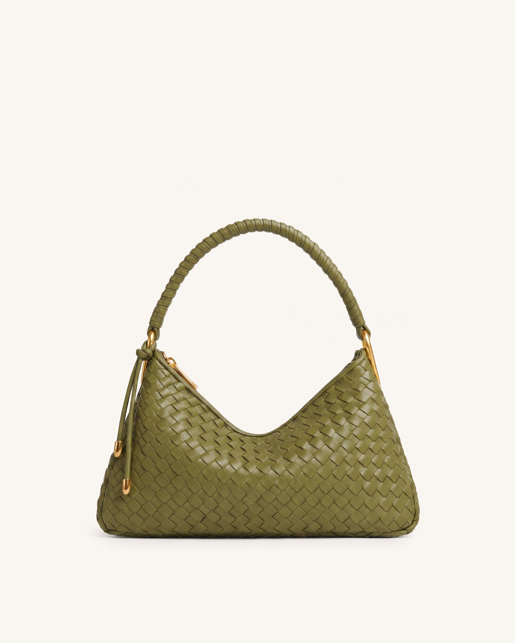 Lorena Woven Shoulder Bag - Olive Green | JW PEI