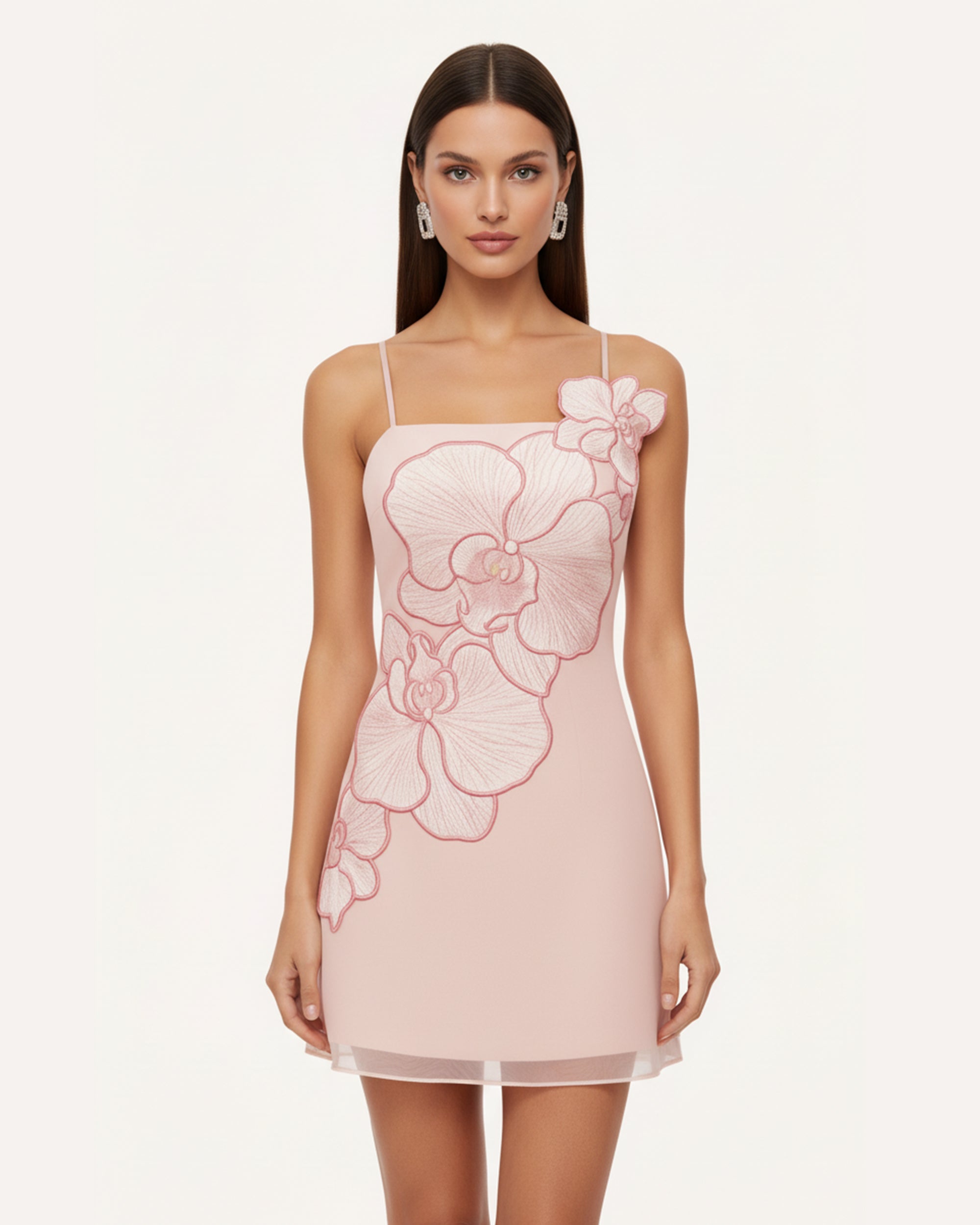 Orchid Appliqué Mini Dress - Blush Pink | JW PEI