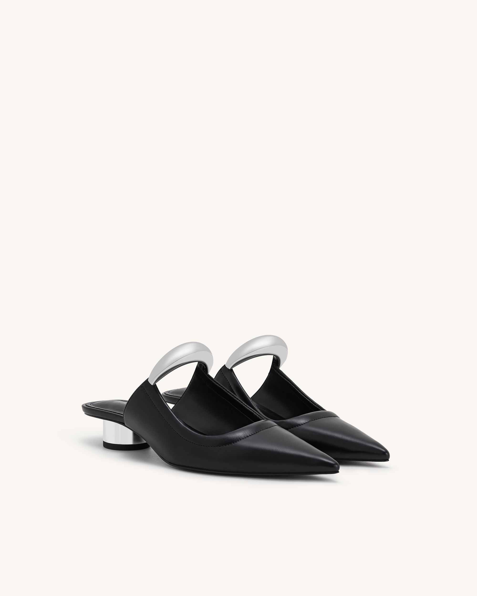 Helena Pierced Mules - Black