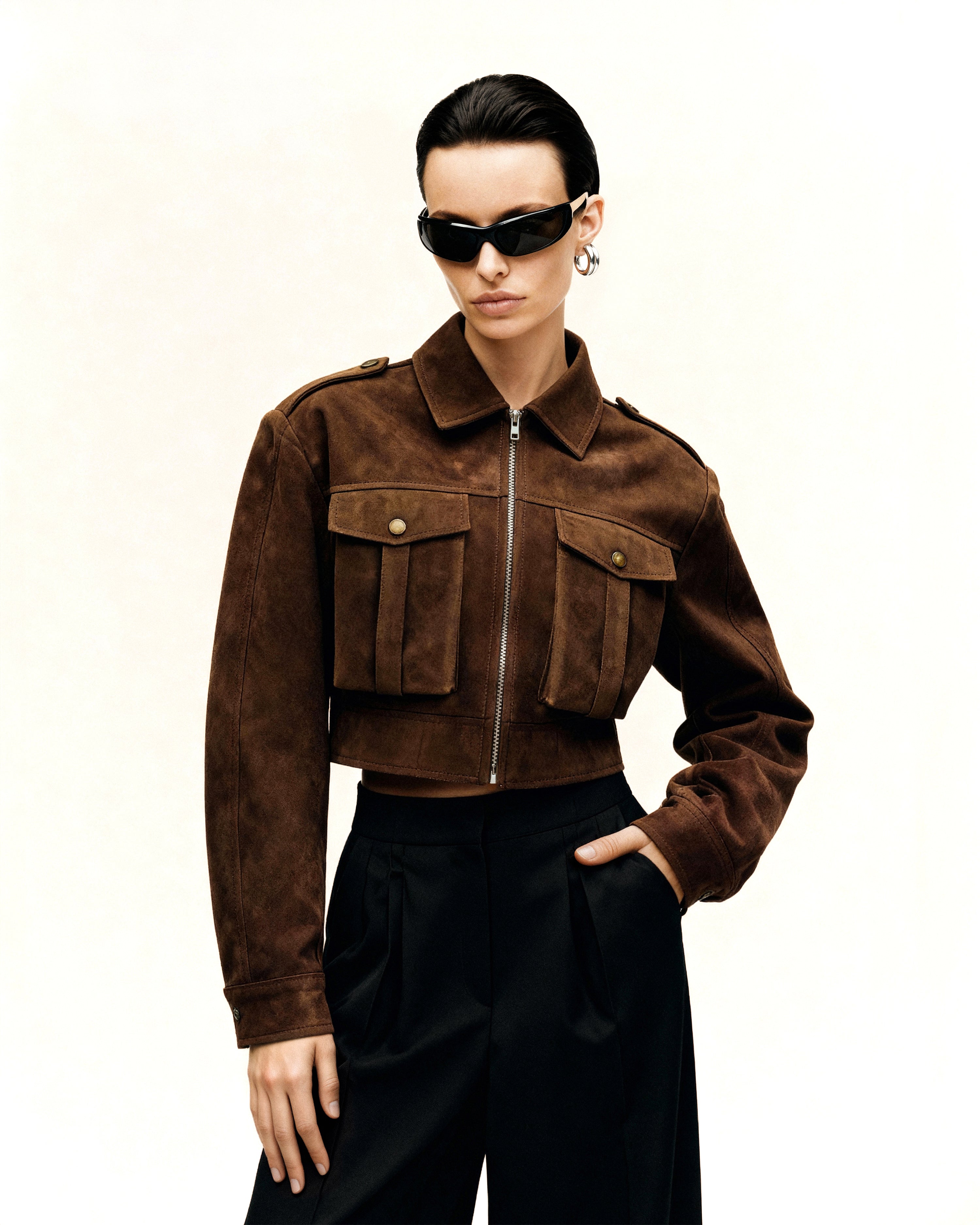 Adeline Faux Suede Jacket - Brown | JW PEI