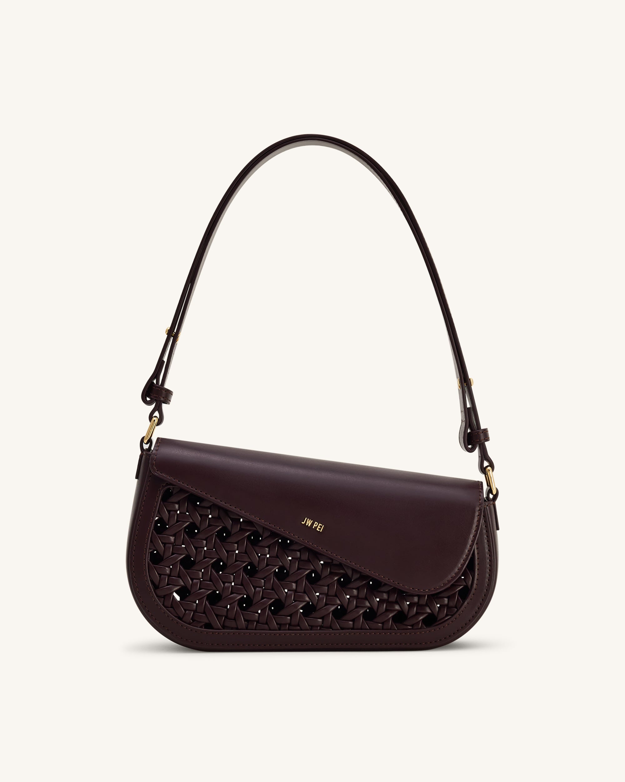Addisyn Cutout Woven Shoulder Bag - Burgundy | JW PEI