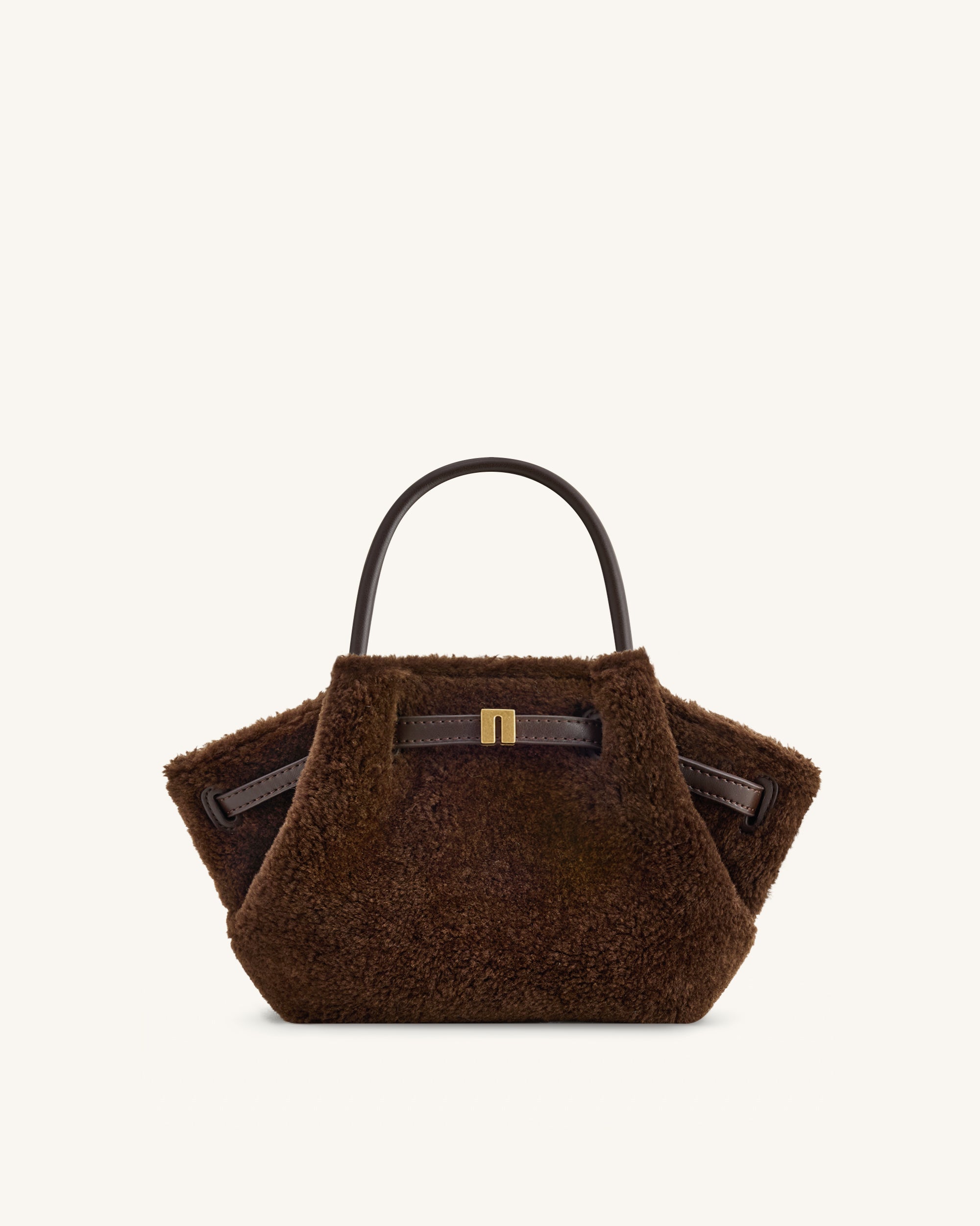 Hana Mini Faux Fur Tote Bag - Dark Brown | JW PEI