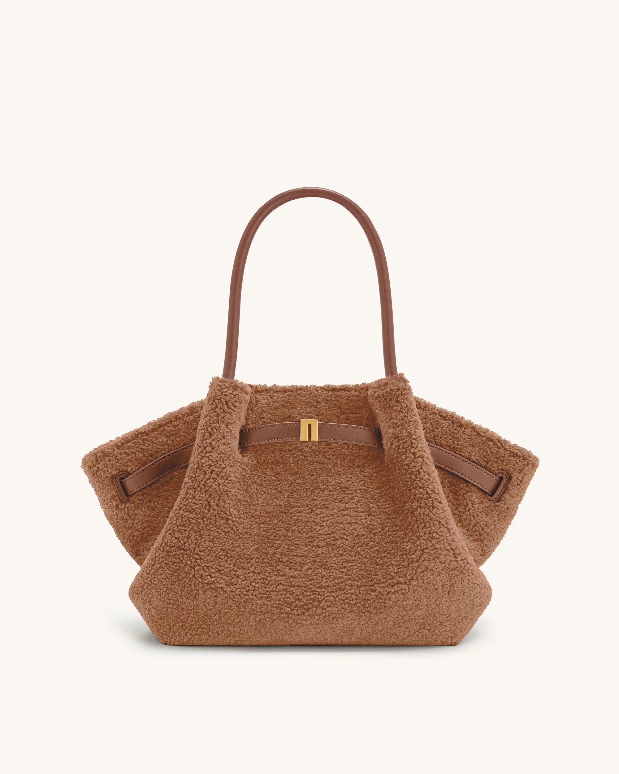 Hana Medium Faux Fur Tote Bag - Coffee Brown | JW PEI