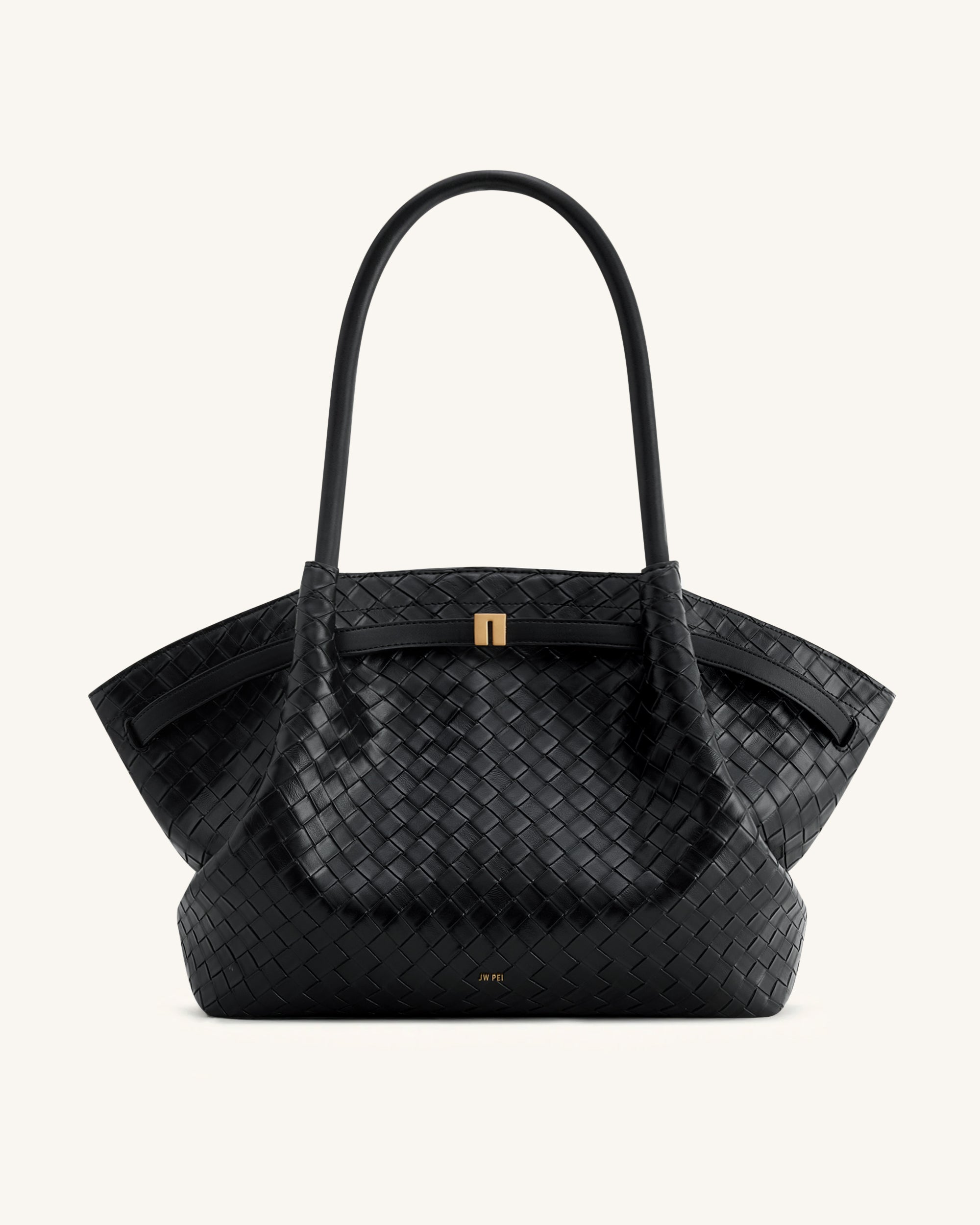 Hana Large Weave Texture Tote Bag - Black | JW PEI