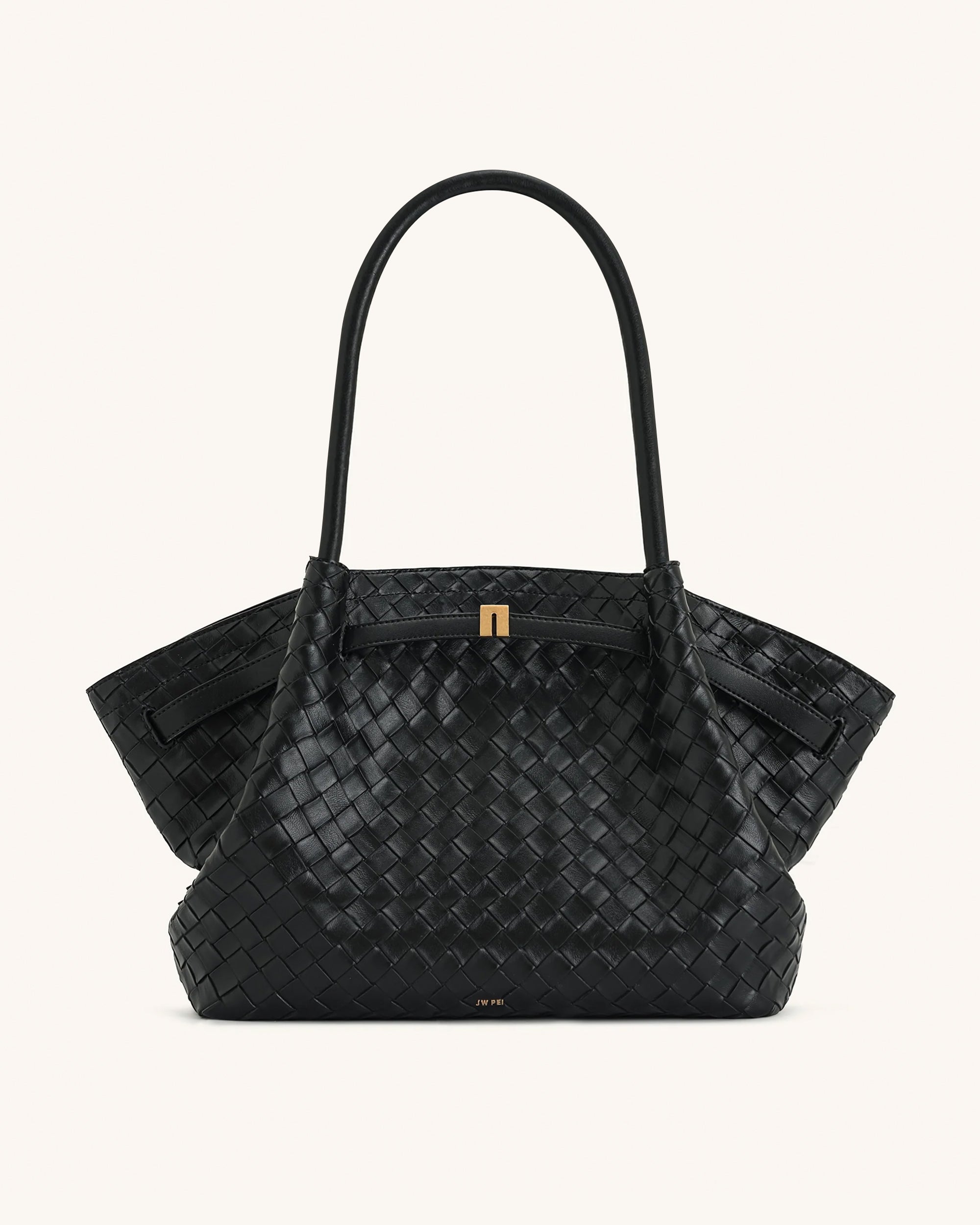 Hana Large Weave Texture Tote Bag - Black | JW PEI