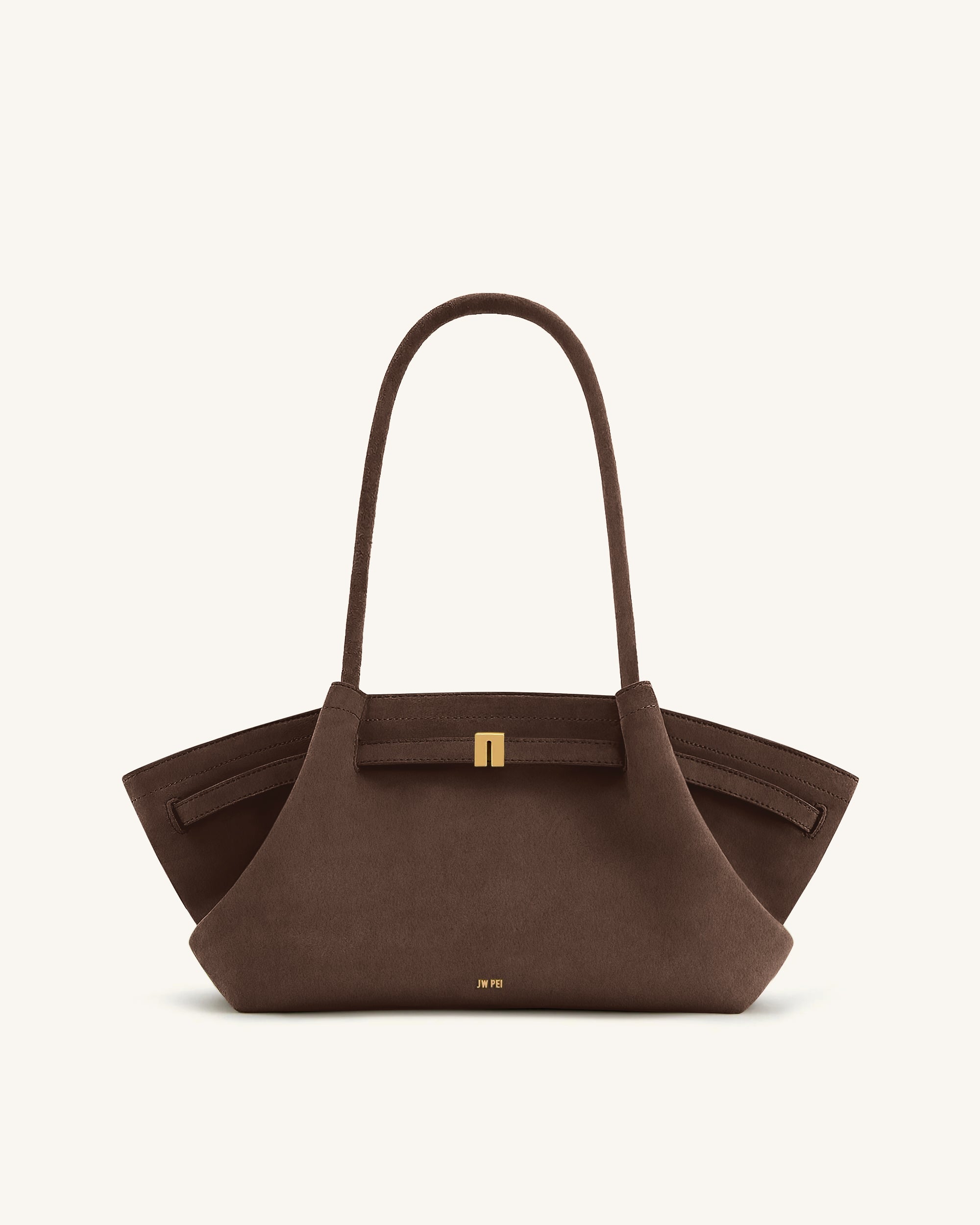 Hana Wide Faux Suede Tote Bag - Dark Brown | JW PEI