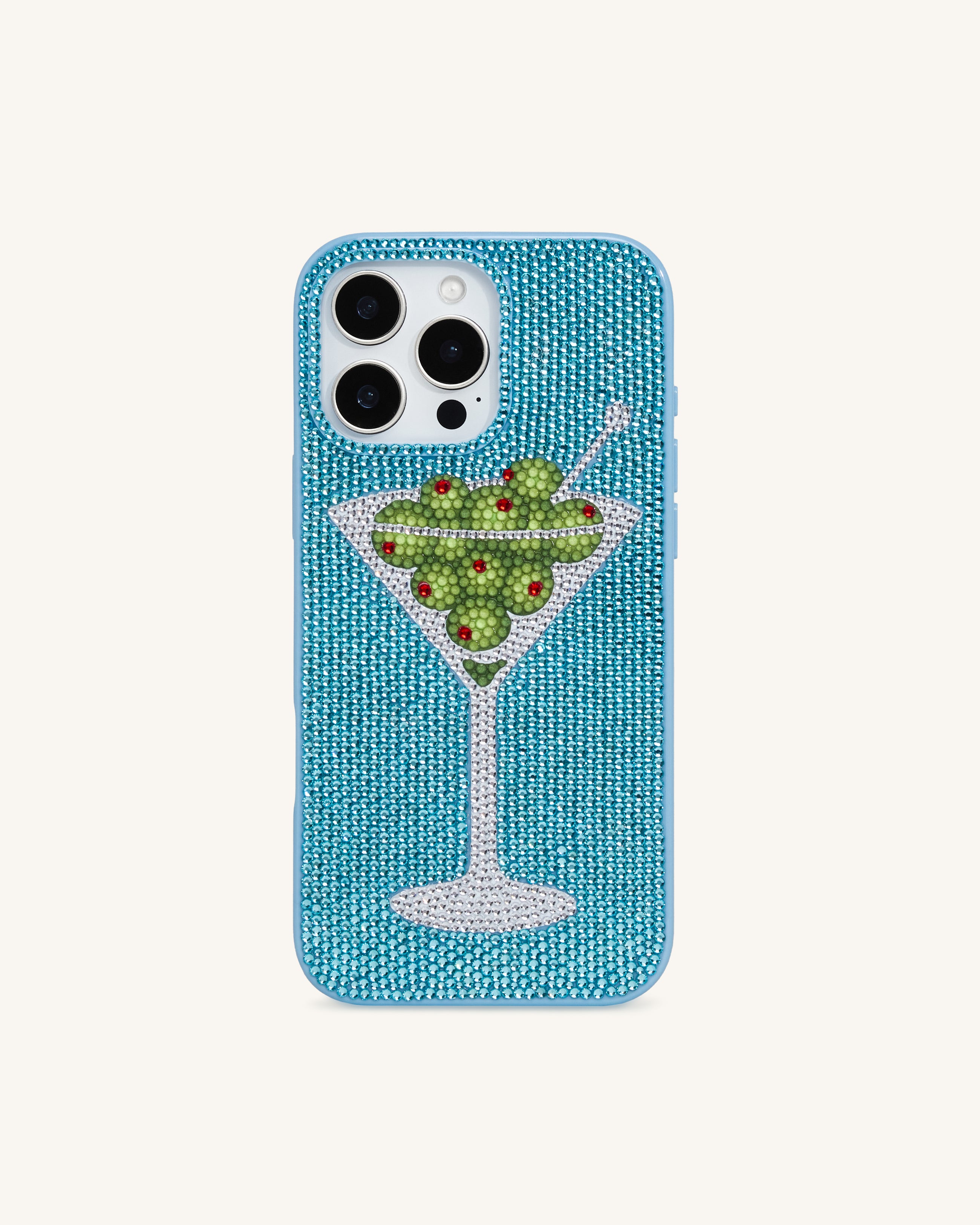 Olive Martini Artificial Crystal Phone Case - Light Blue