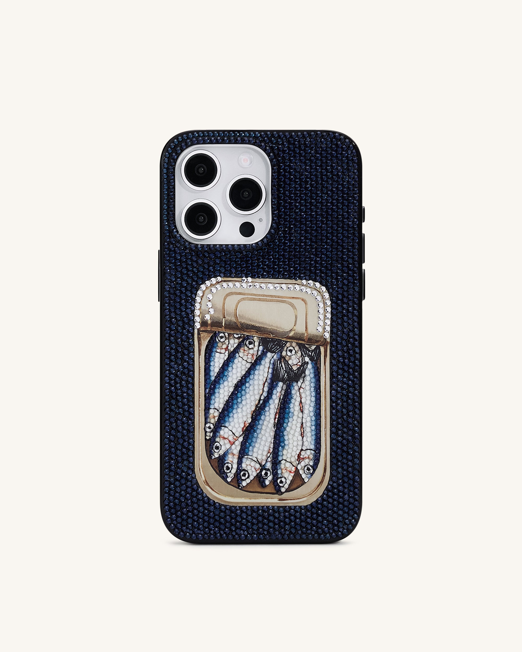 Sardine Tin Artificial Crystal Phone Case - Blue