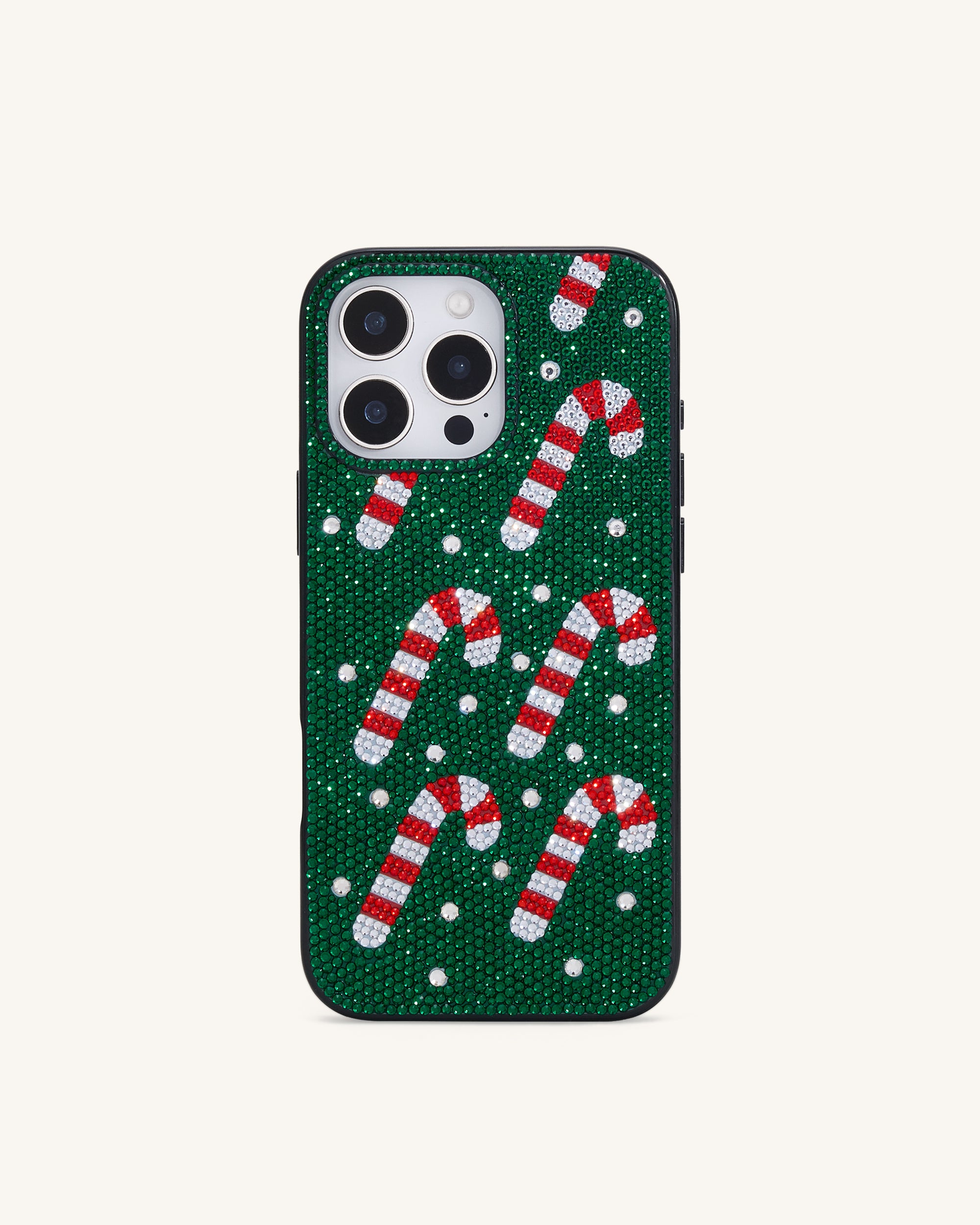 Candy Cane Embellished Holiday Phone Case - Green Candy Cane Embellished Holiday Phone Case - Green