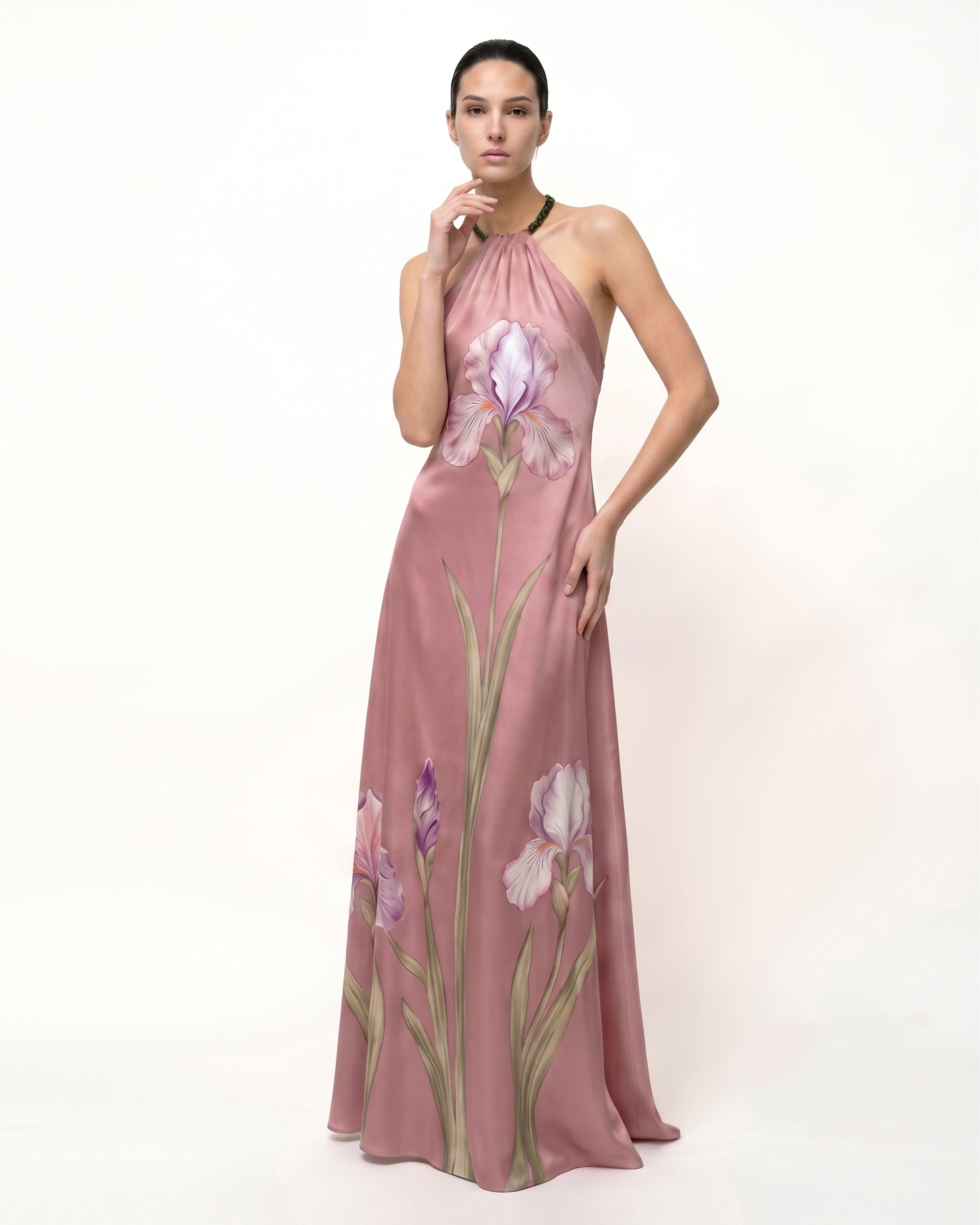 maxi dress dusty rose Melody elastic back waist BABARONI BABARONI Chiffon Dusty Rose