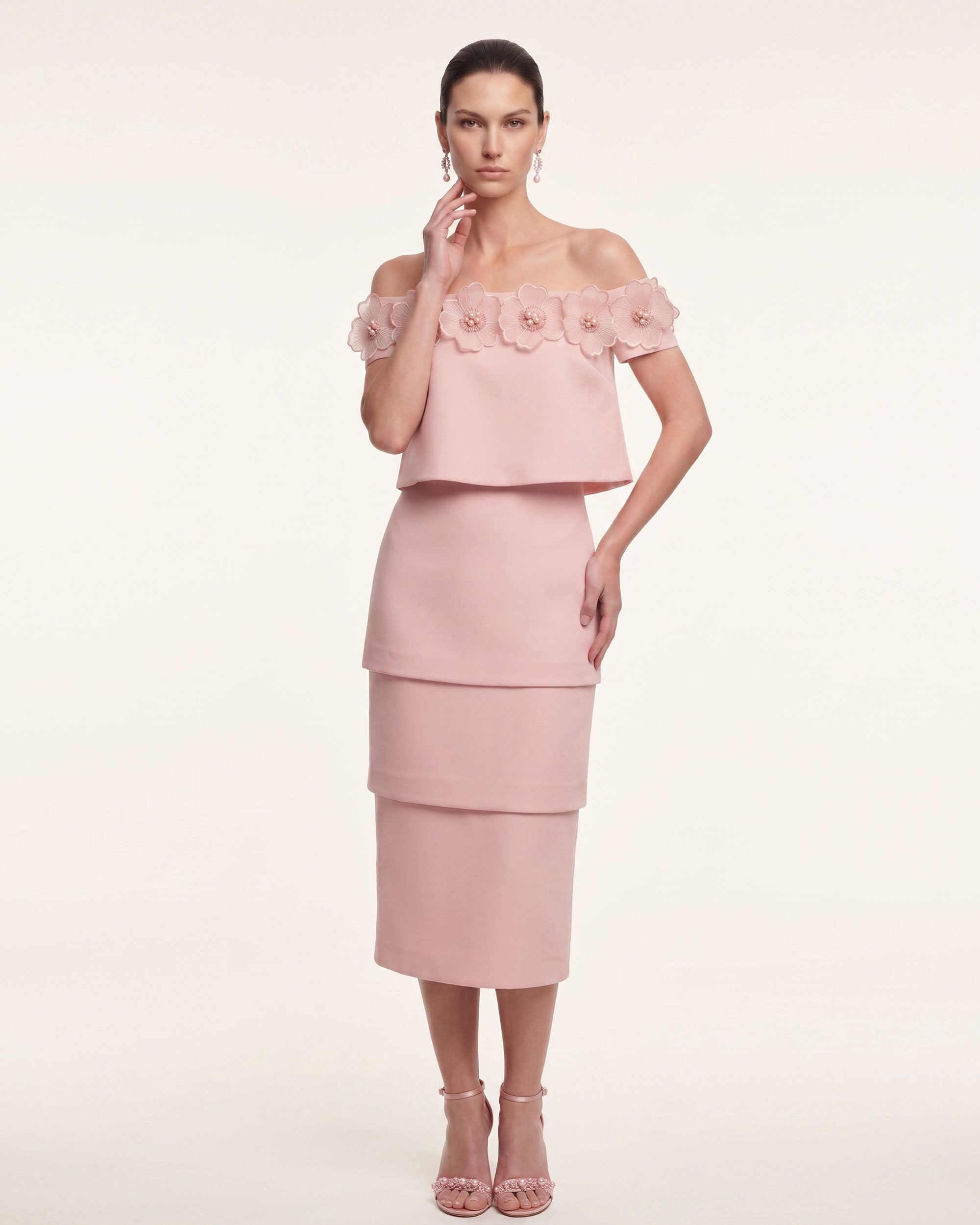pink tiered midi dress 3D Floral Off-Shoulder - Blush Special Occasions Baby Shower Color:Swan criss-cross straps wedding dresses 5 Must-Know Hacks to