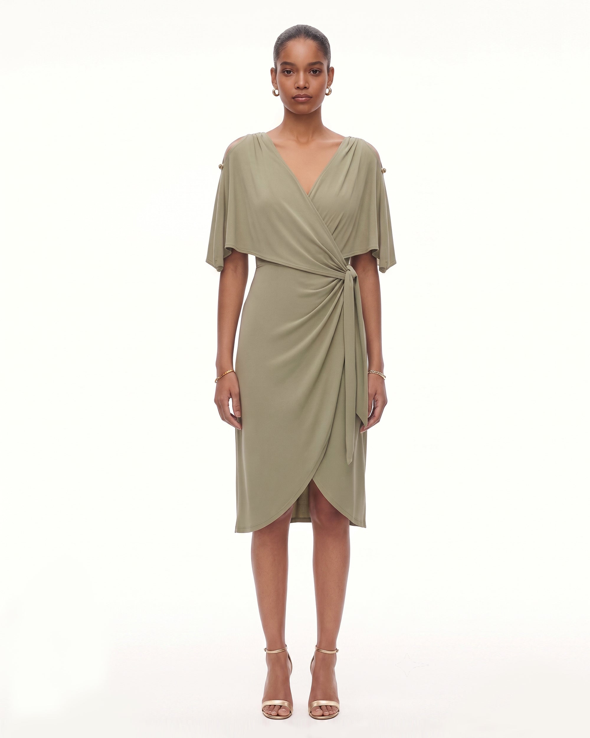 midi dress cape Pink Coast V Neck 5% Elastane) 120cm total length SKU Rosella Cape Dress | Hobbs