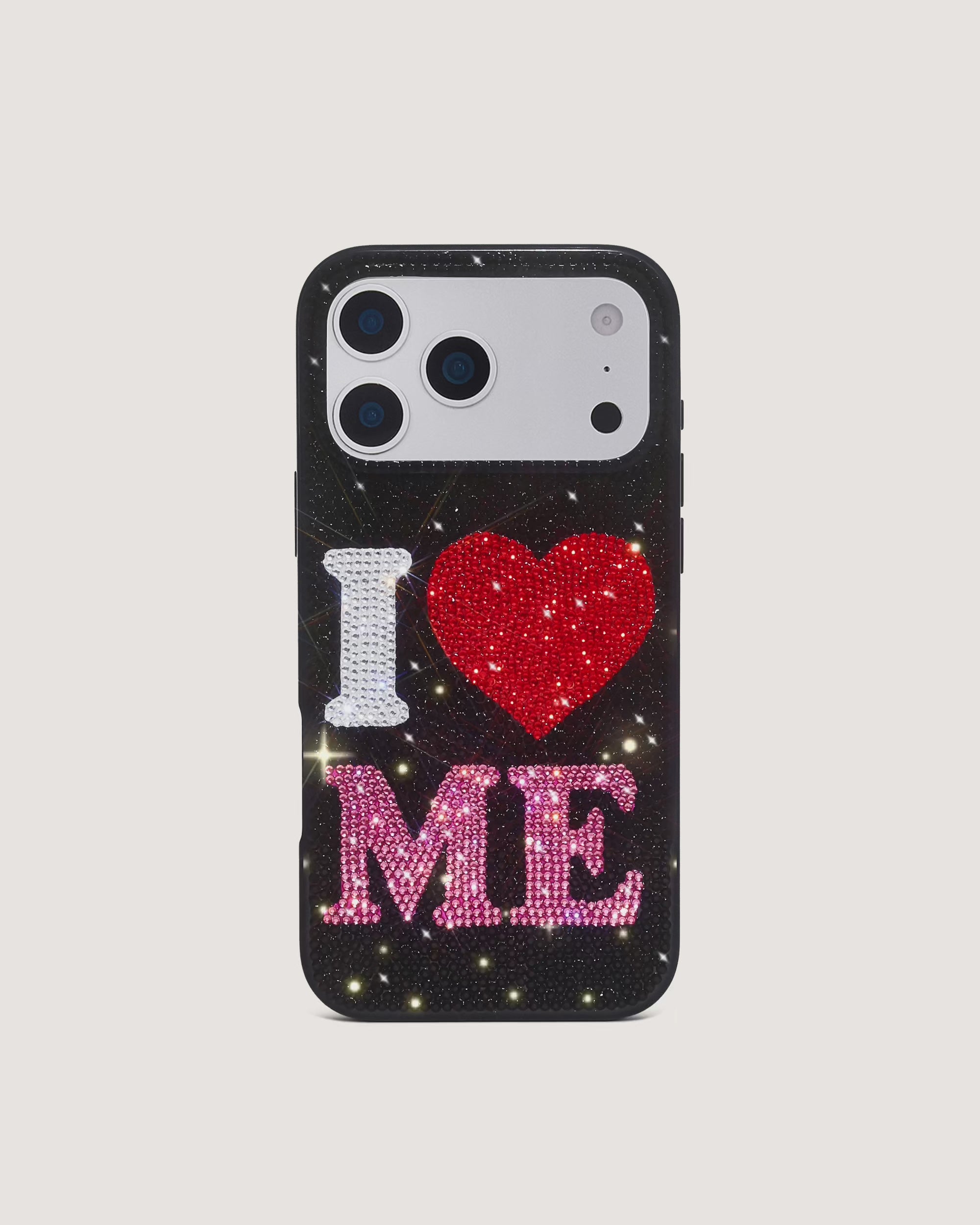 I Love Me Artificial Crystal Phone Case - Black