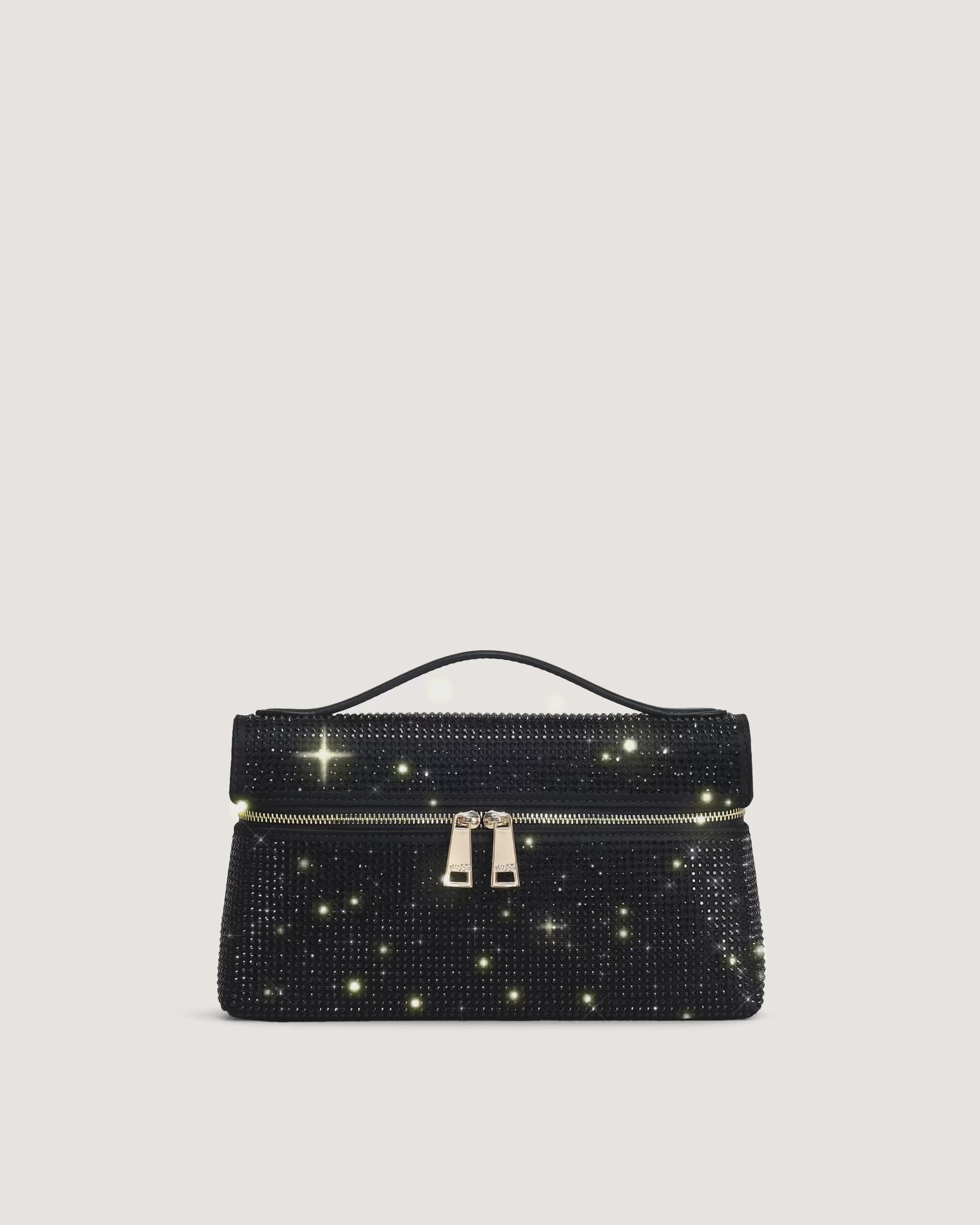 Thea Artificial Crystal Top Handle Bag - Black | JW PEI