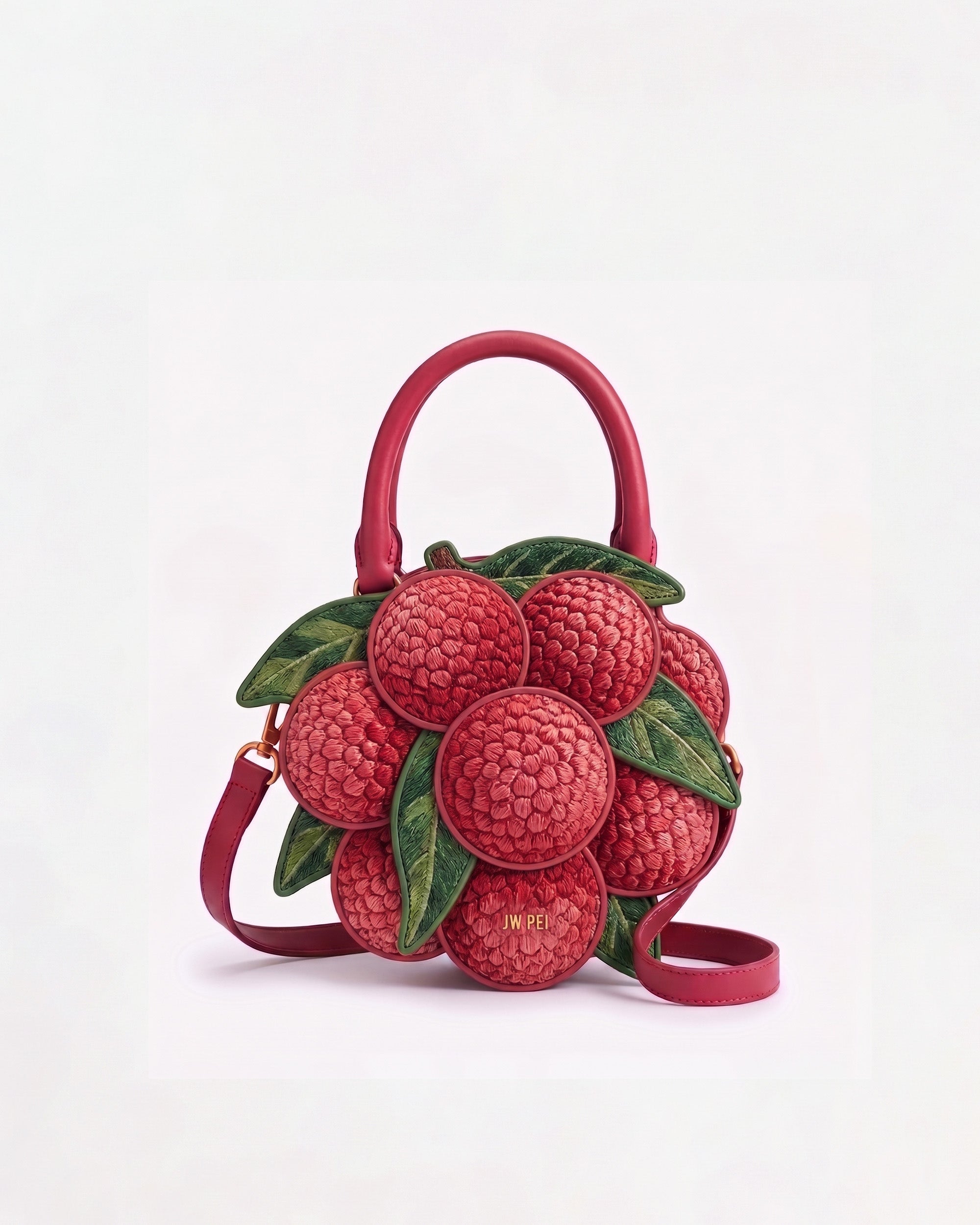 JAMAINPUECH ハンドバッグ Lychee Embroidered Top Handle Bag - Red | JW PEI