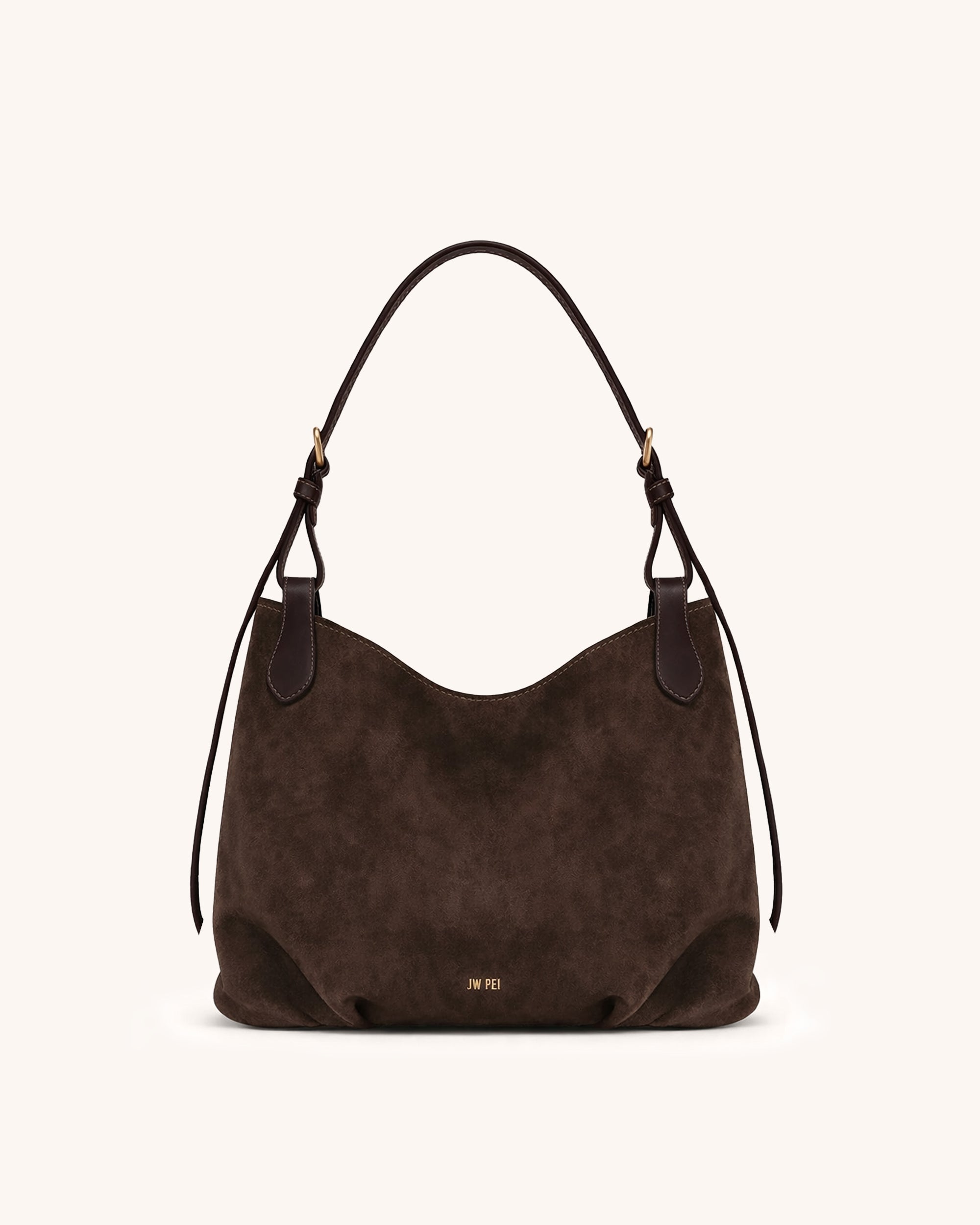 Mya Faux Suede Hobo Bag - Brown | JW PEI