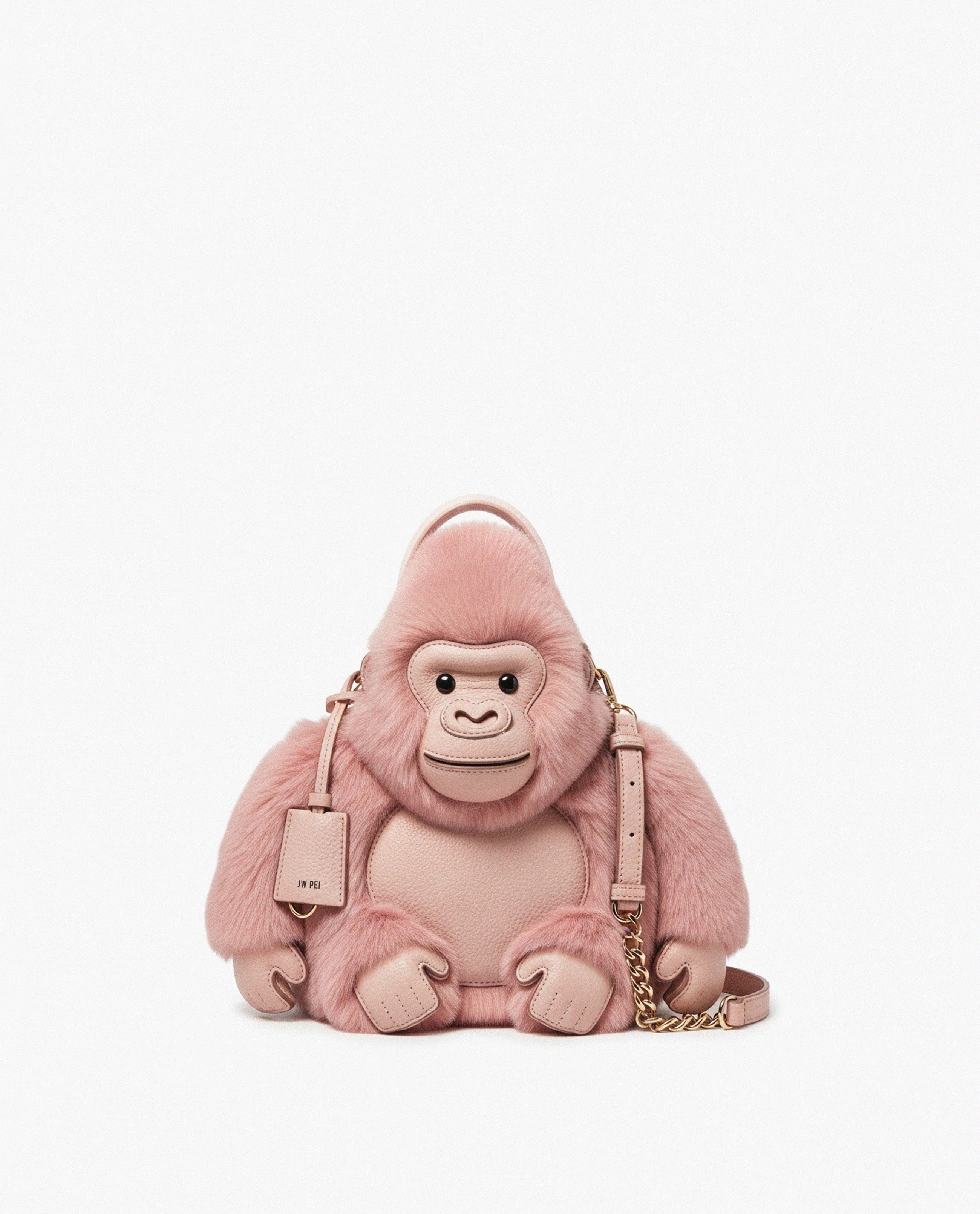 Gorilla Plush Crossbody Bag - Pink